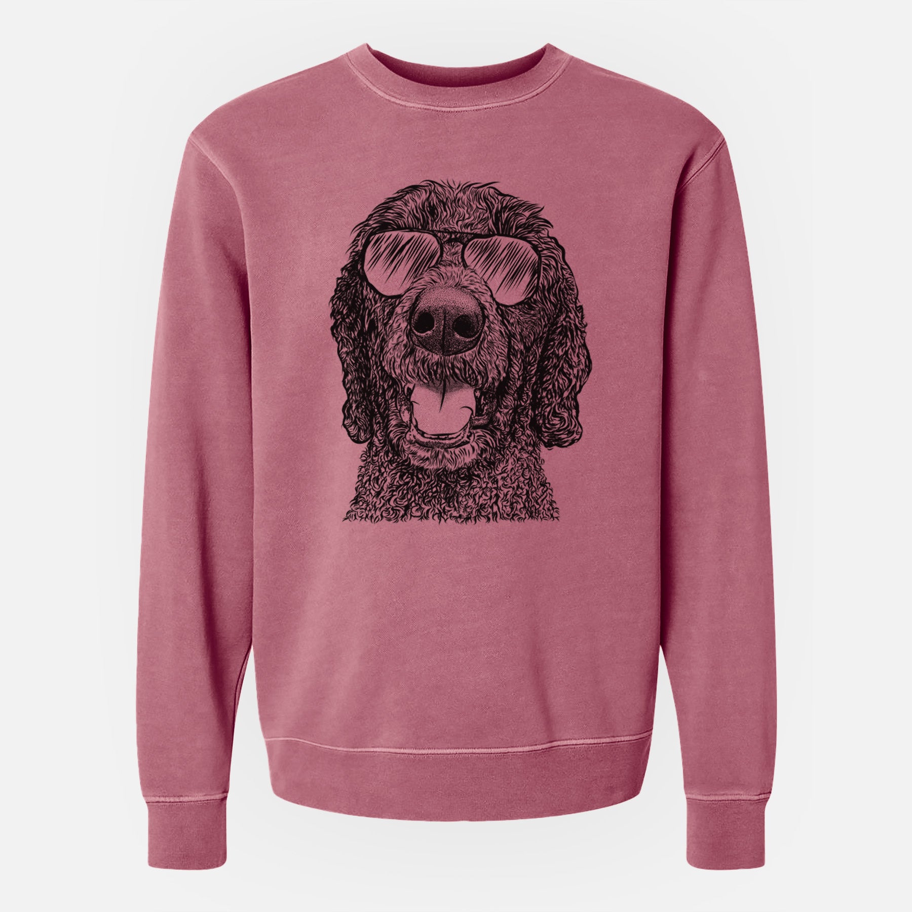 Aviator Obi James the Goldendoodle - Unisex Pigment Dyed Crew Sweatshirt