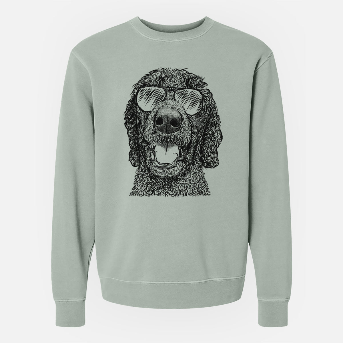 Aviator Obi James the Goldendoodle - Unisex Pigment Dyed Crew Sweatshirt