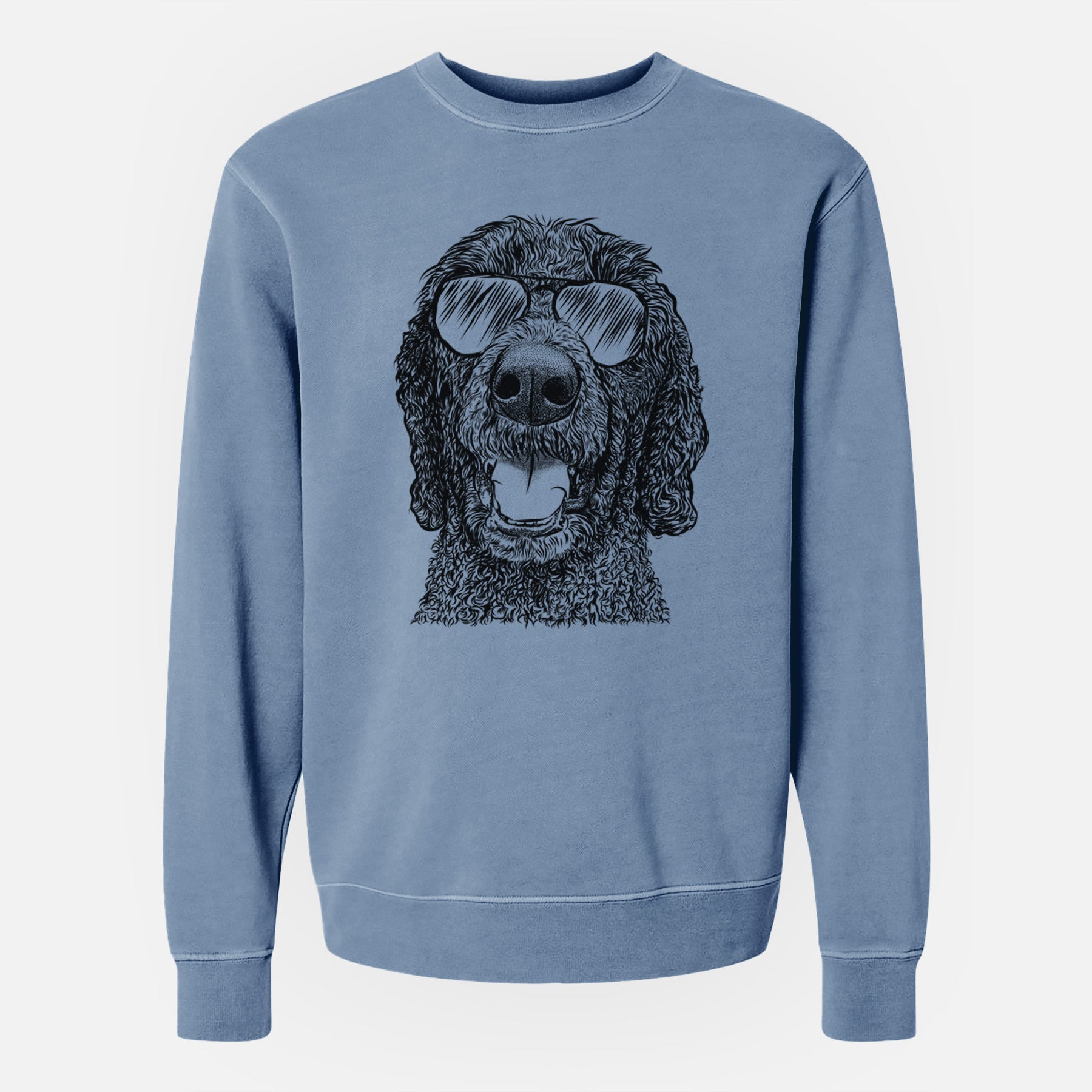 Aviator Obi James the Goldendoodle - Unisex Pigment Dyed Crew Sweatshirt