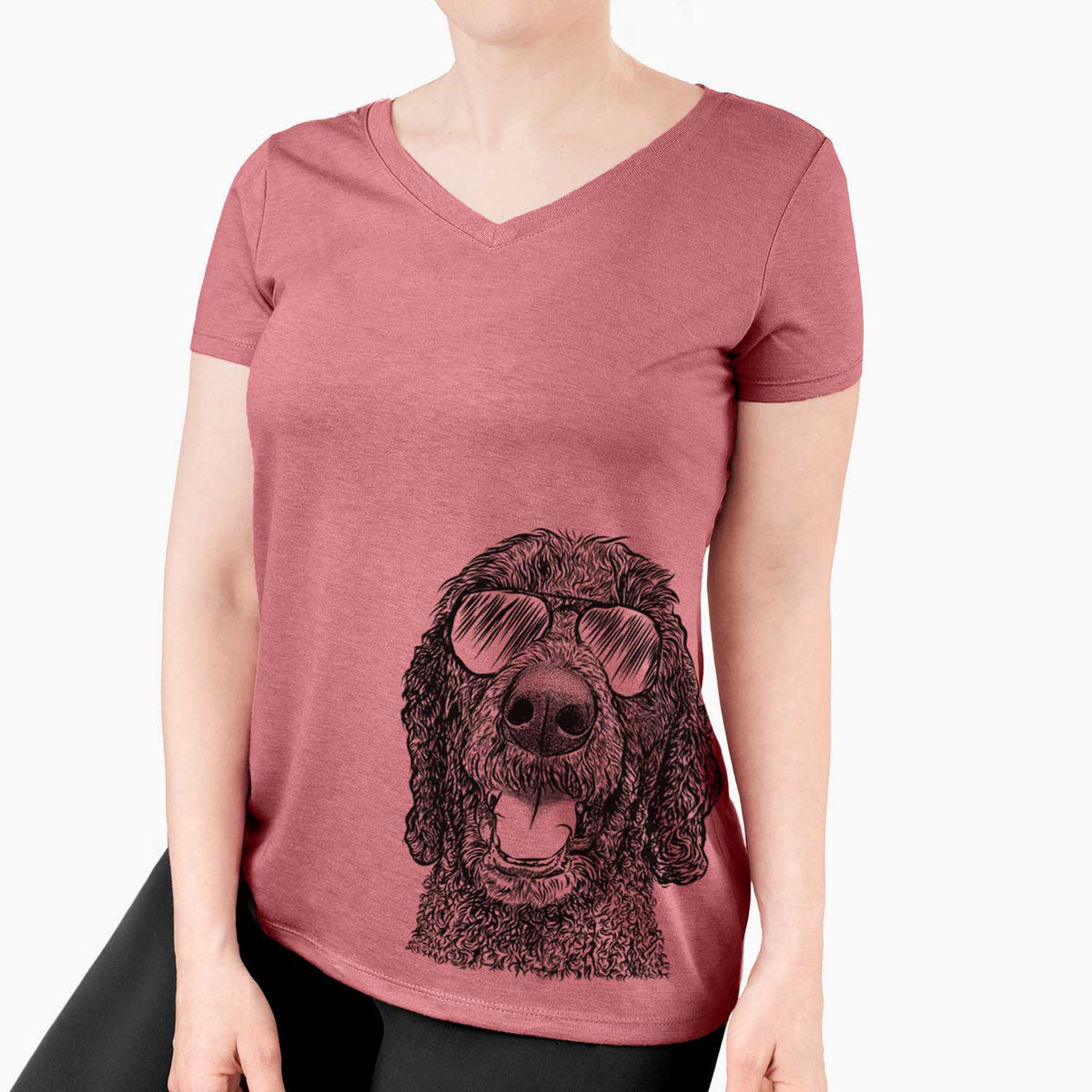Aviator Obi James the Goldendoodle - Women's V-neck Shirt