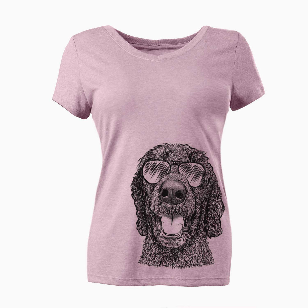 Aviator Obi James the Goldendoodle - Women's V-neck Shirt