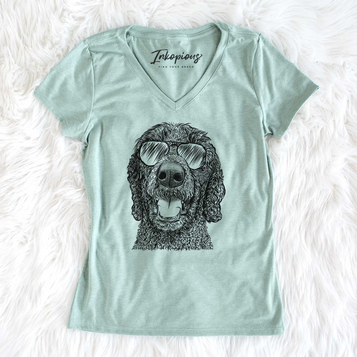 Aviator Obi James the Goldendoodle - Women's V-neck Shirt