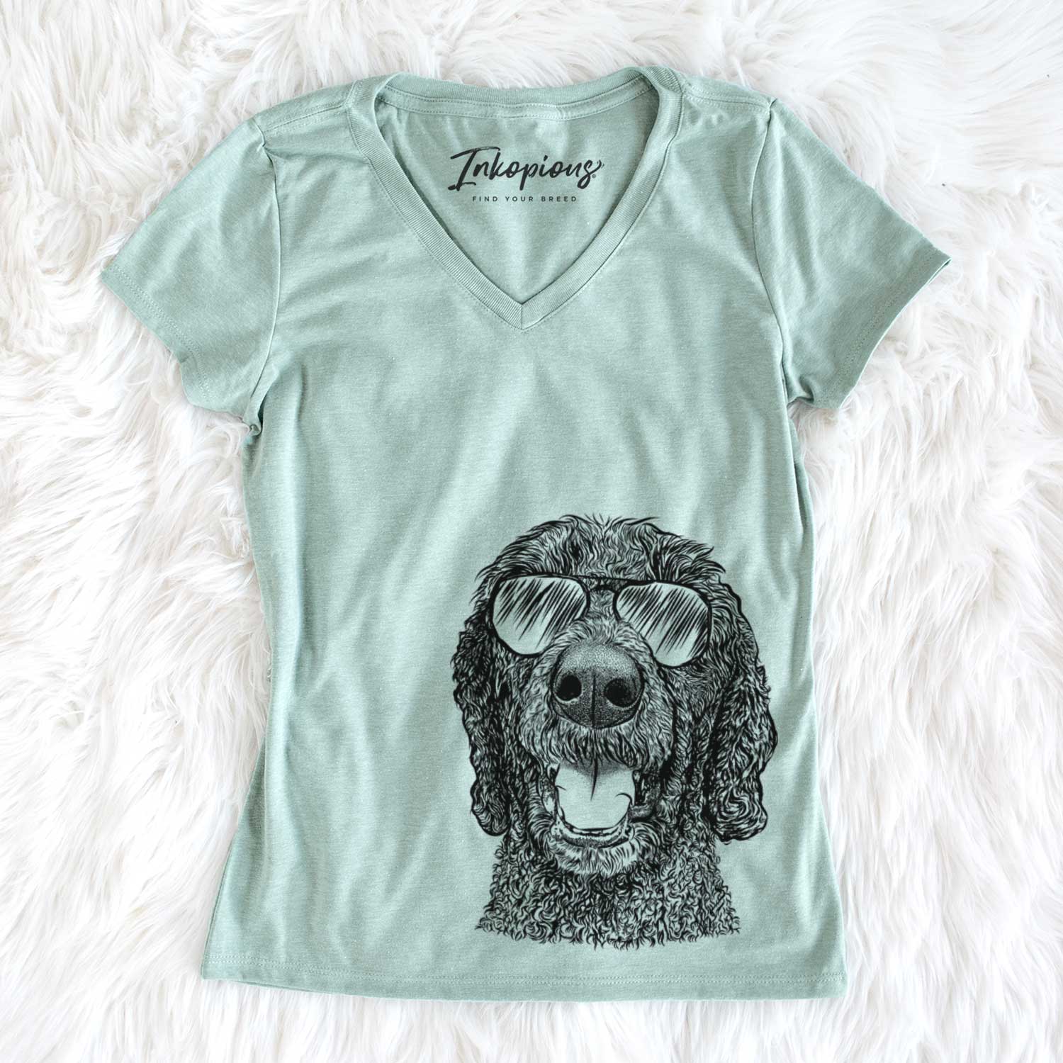 Aviator Obi James the Goldendoodle - Women's V-neck Shirt
