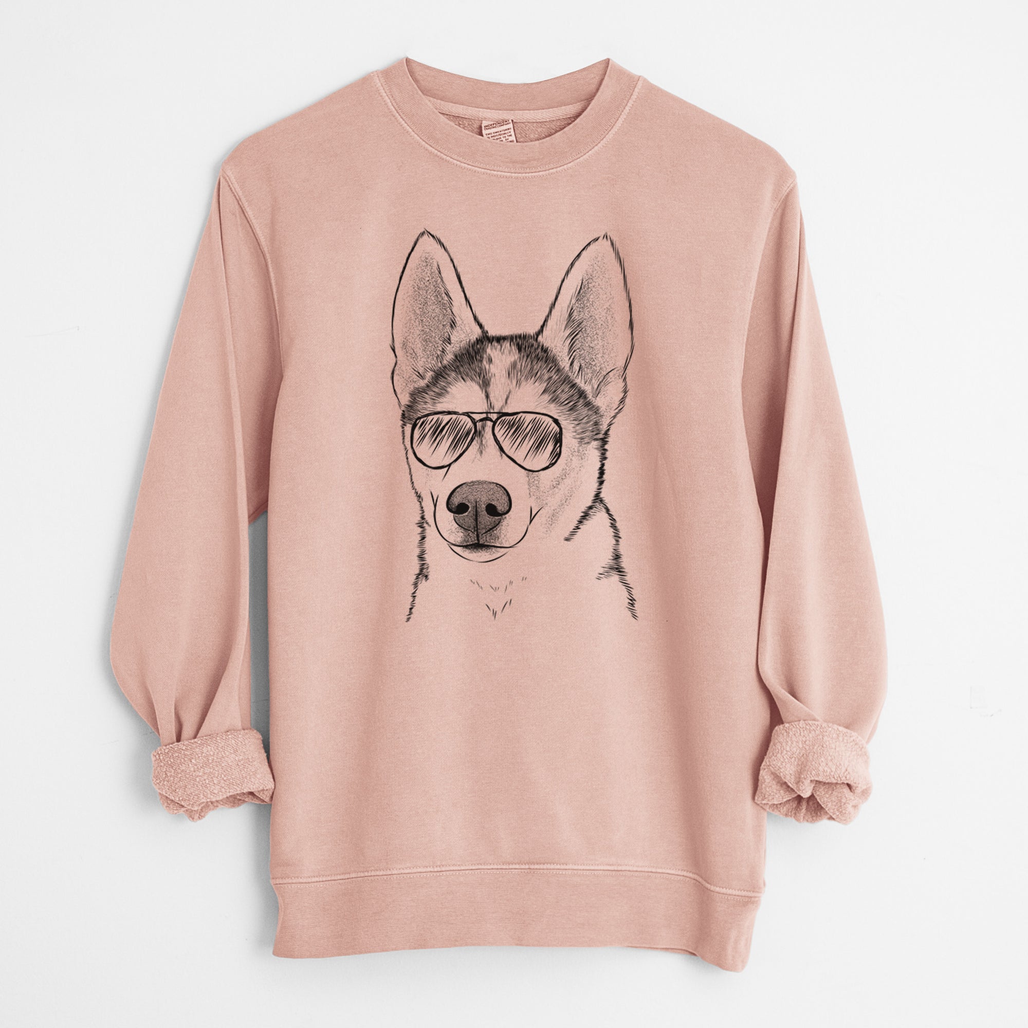 Aviator Odin the Siberian Husky - Unisex Pigment Dyed Crew Sweatshirt