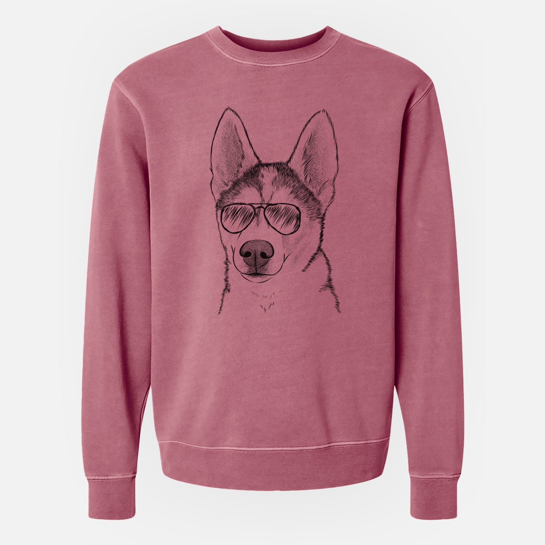 Aviator Odin the Siberian Husky - Unisex Pigment Dyed Crew Sweatshirt