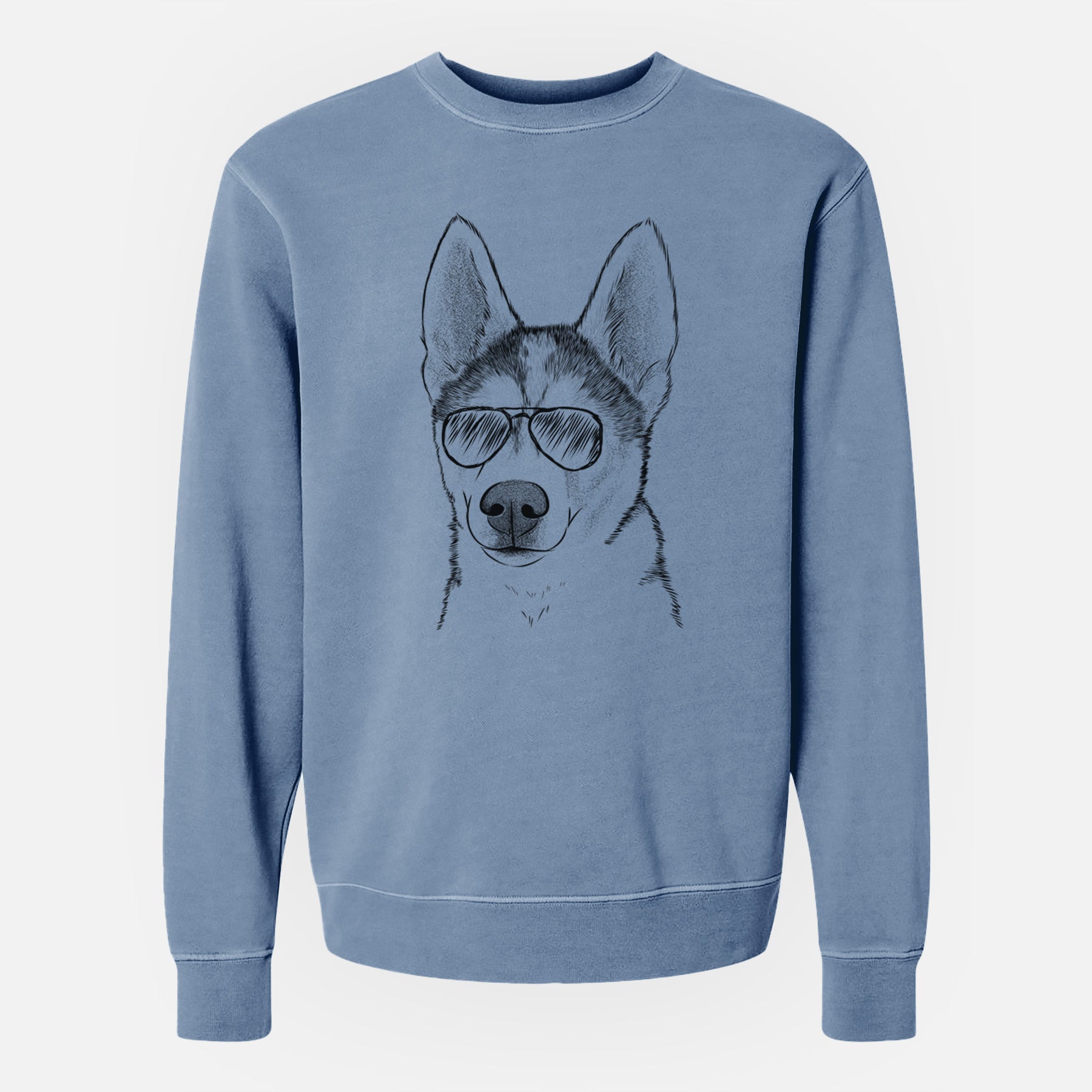 Aviator Odin the Siberian Husky - Unisex Pigment Dyed Crew Sweatshirt