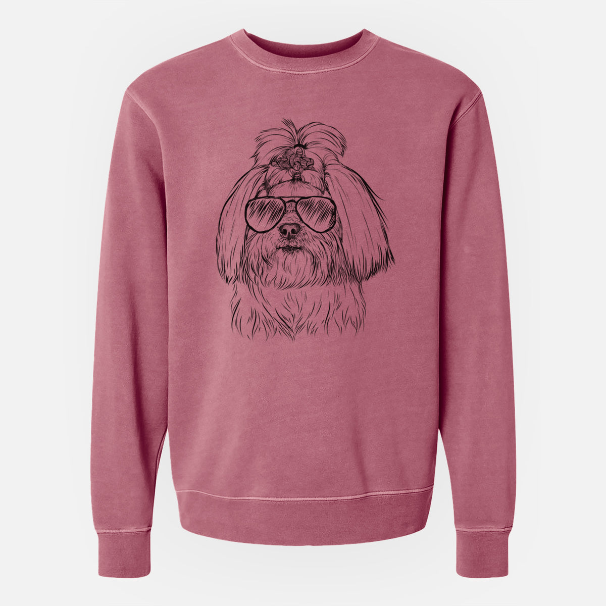 Aviator Olga the Shih Tzu - Unisex Pigment Dyed Crew Sweatshirt