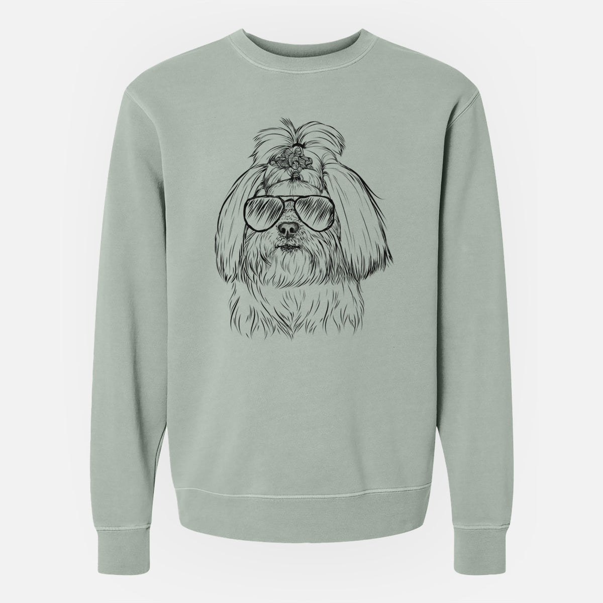 Aviator Olga the Shih Tzu - Unisex Pigment Dyed Crew Sweatshirt