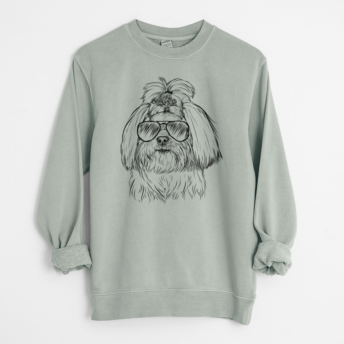Aviator Olga the Shih Tzu - Unisex Pigment Dyed Crew Sweatshirt