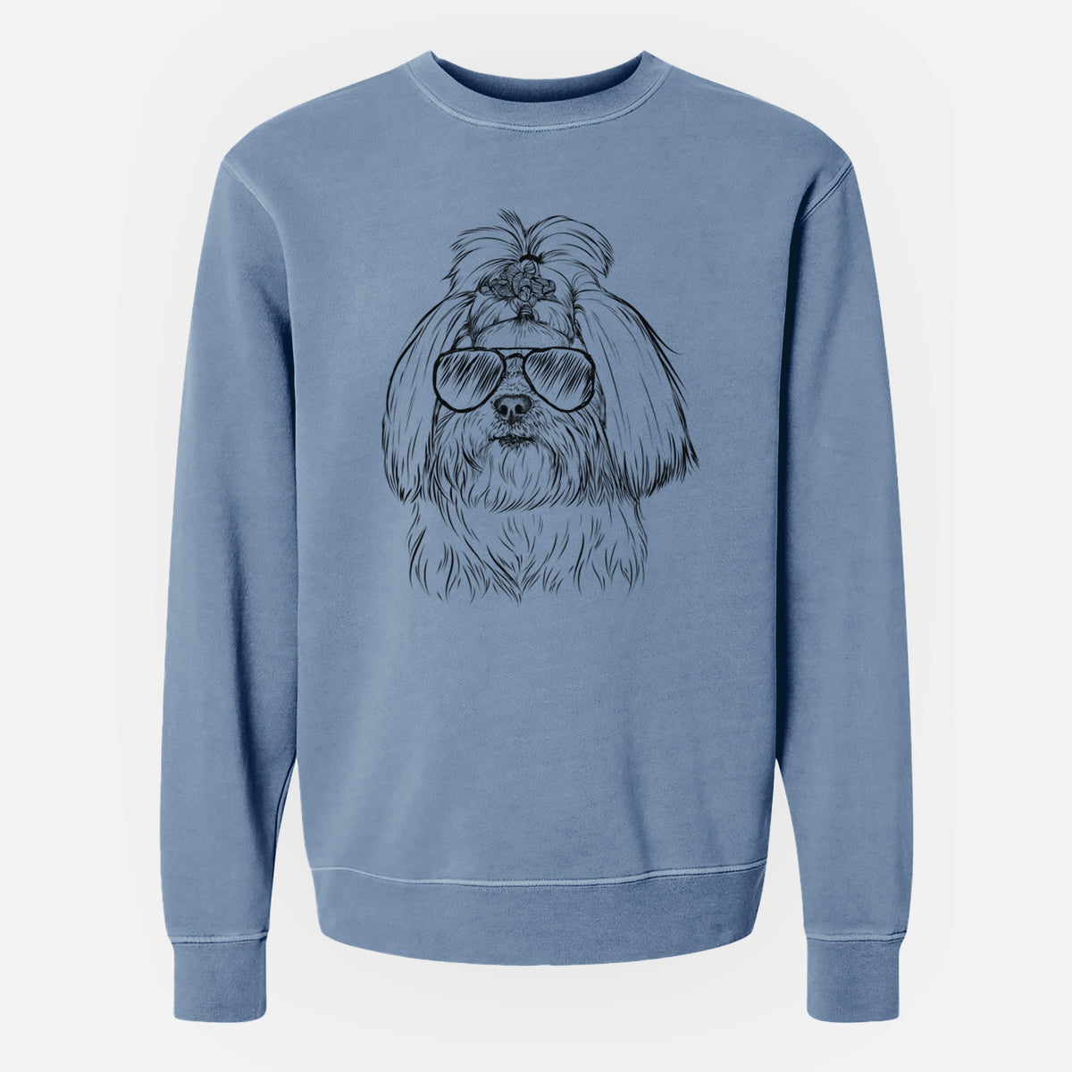 Aviator Olga the Shih Tzu - Unisex Pigment Dyed Crew Sweatshirt