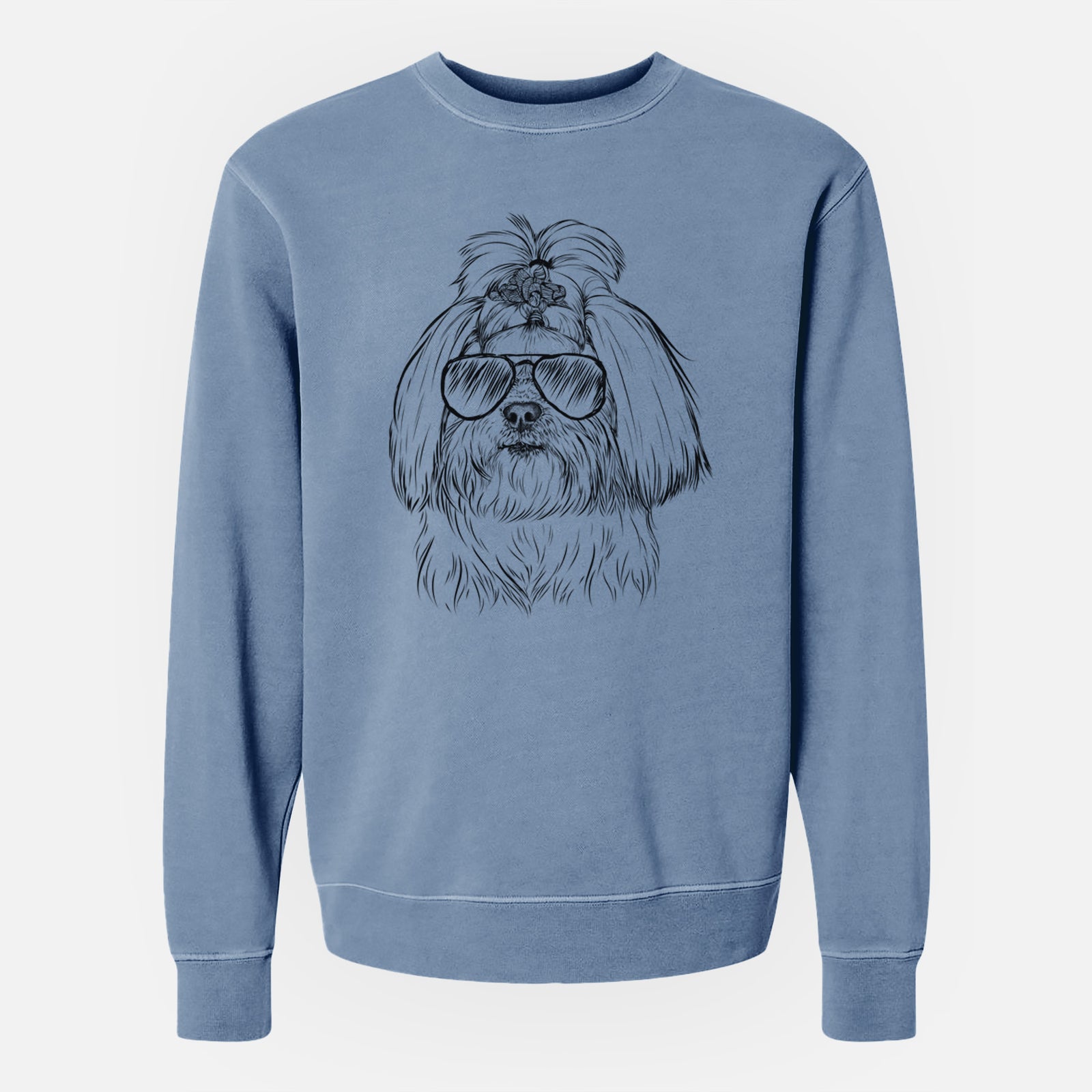 Aviator Olga the Shih Tzu - Unisex Pigment Dyed Crew Sweatshirt