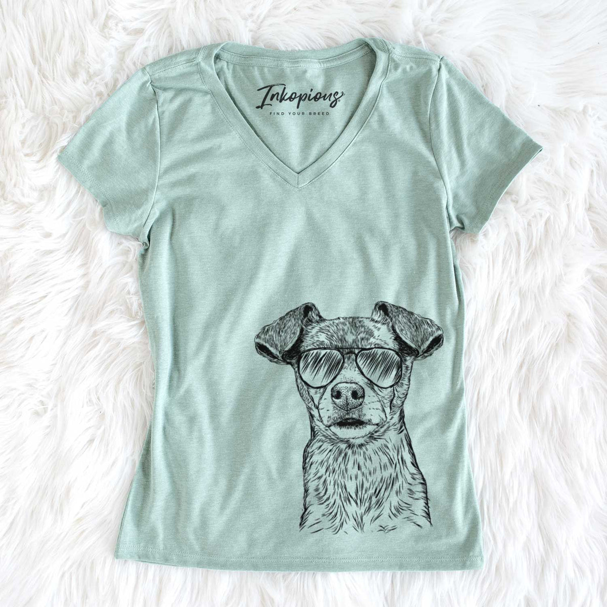 Aviator Olive the Mixed Breed - Women's V-neck Shirt