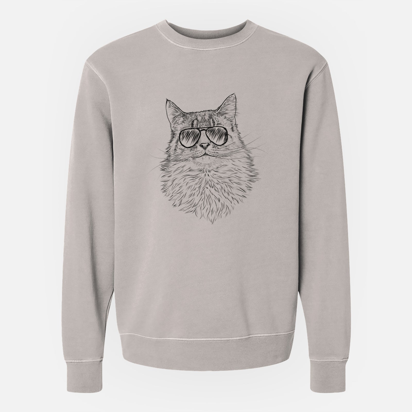 Aviator Olive the Cat - Unisex Pigment Dyed Crew Sweatshirt