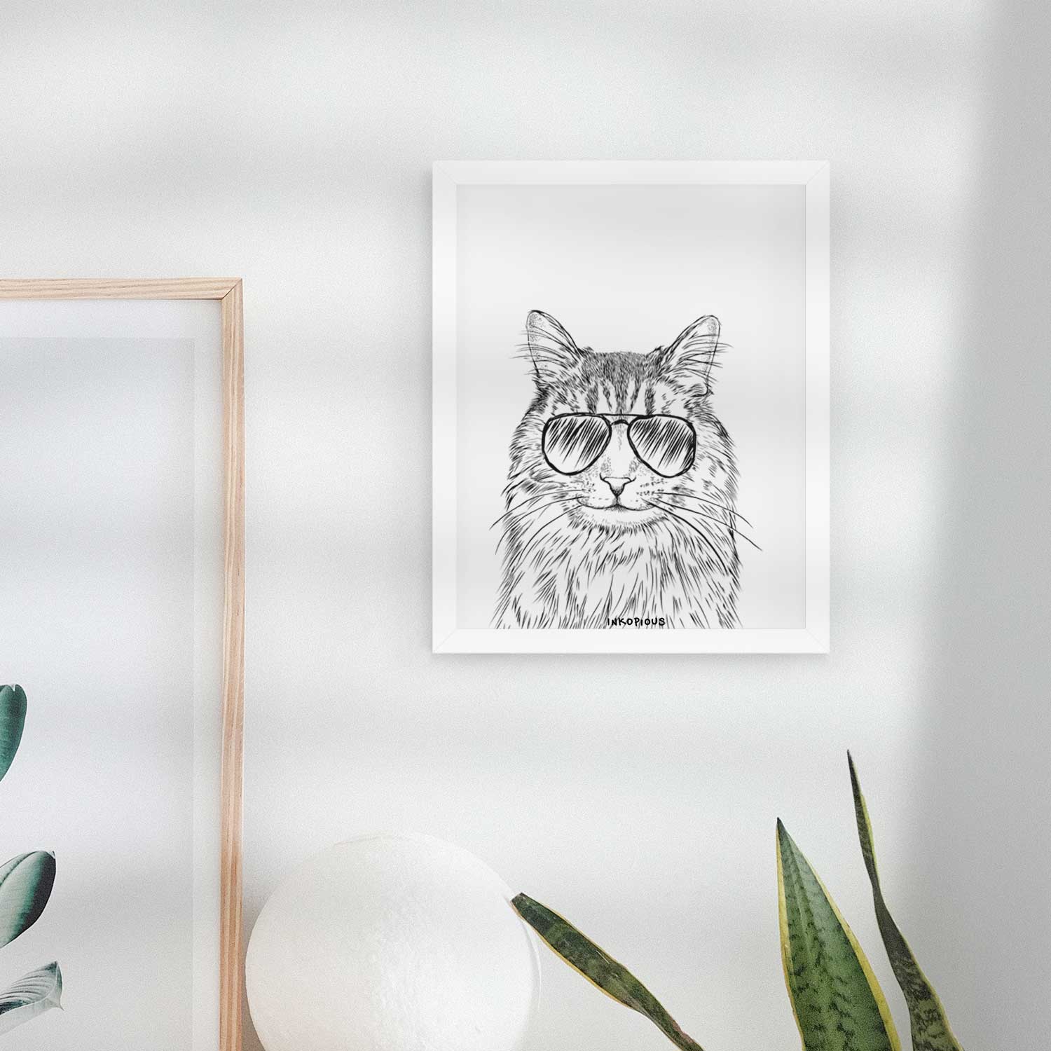 Oliver Fluff the Maine Coon mix Cat Art Print