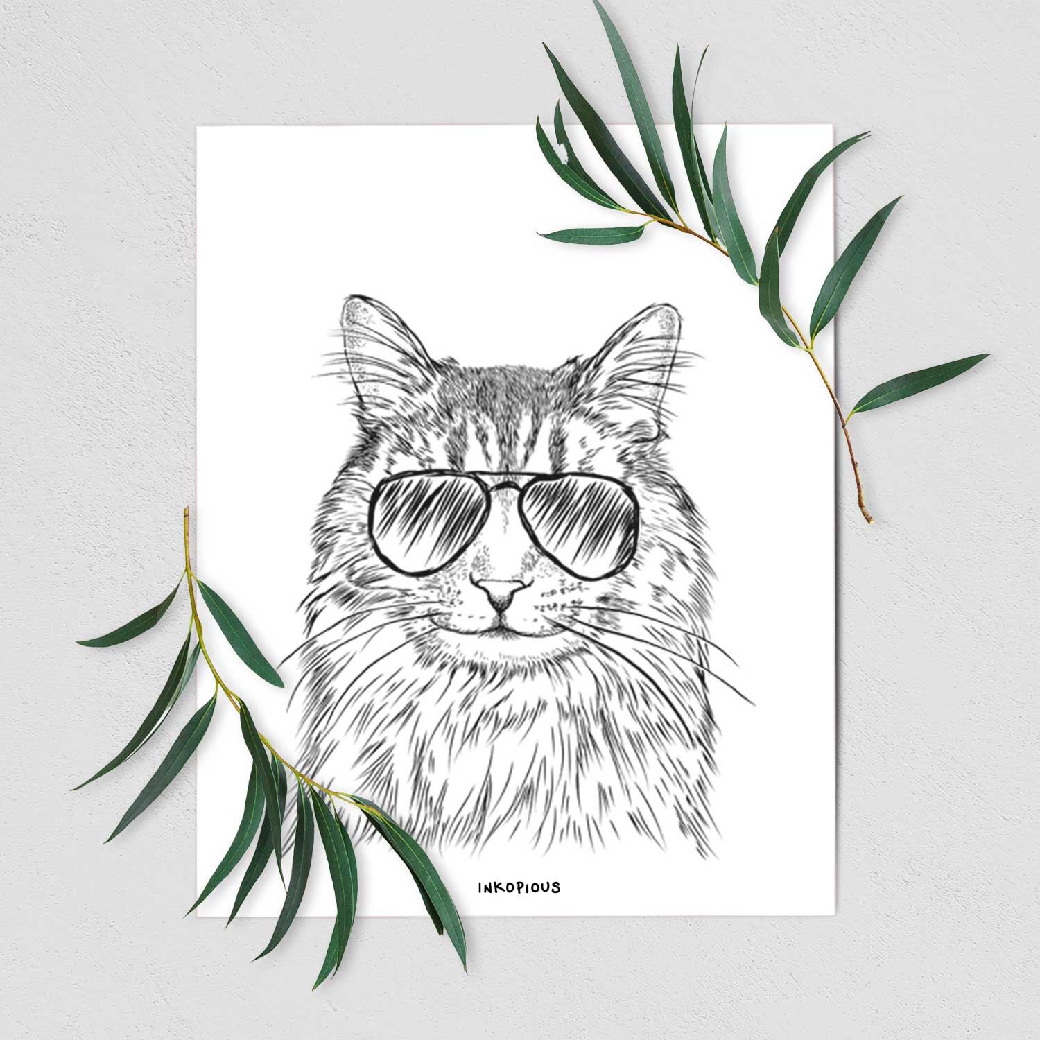 Oliver Fluff the Maine Coon mix Cat Art Print