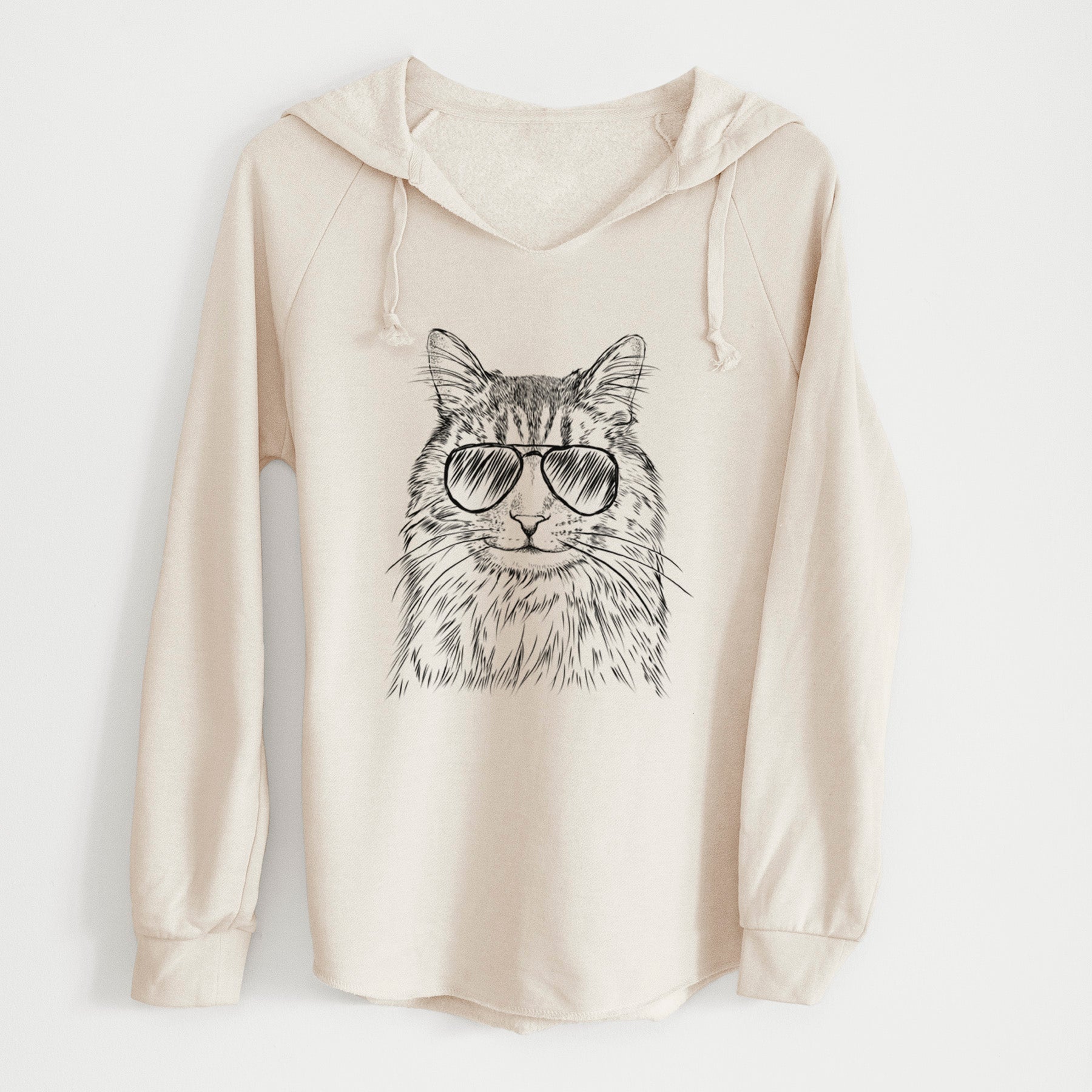 Aviator Oliver Fluff the Maine Coon Mix Cat - Cali Wave Hooded Sweatshirt