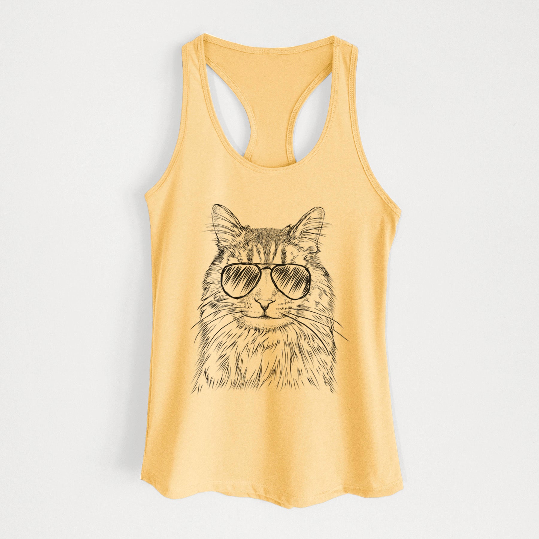 Oliver Fluff the Maine Coon Mix Cat - Women's Racerback Tanktop