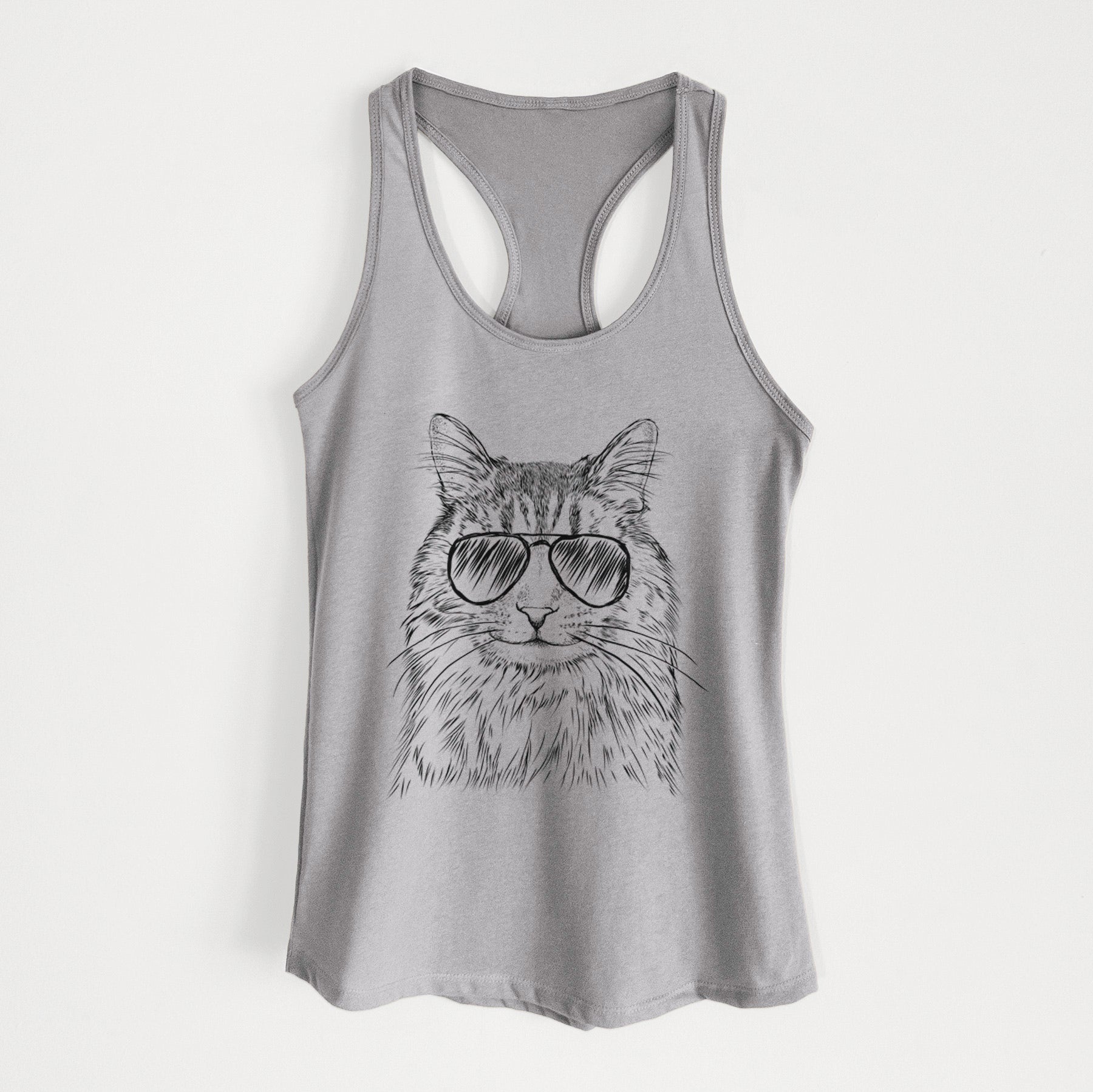 Oliver Fluff the Maine Coon Mix Cat - Women's Racerback Tanktop