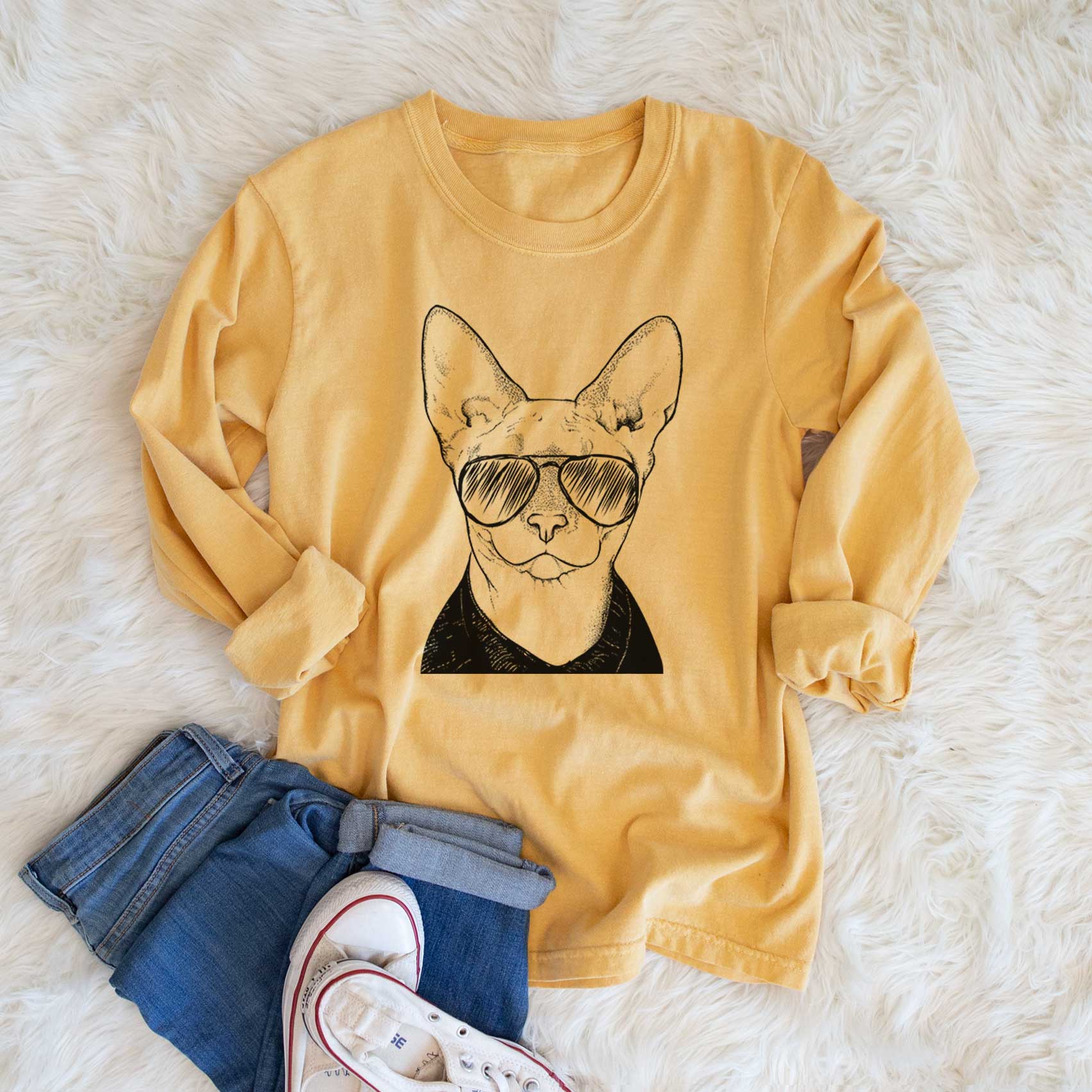 Aviators Oliver Watson the Sphynx Cat - Heavyweight 100% Cotton Long Sleeve