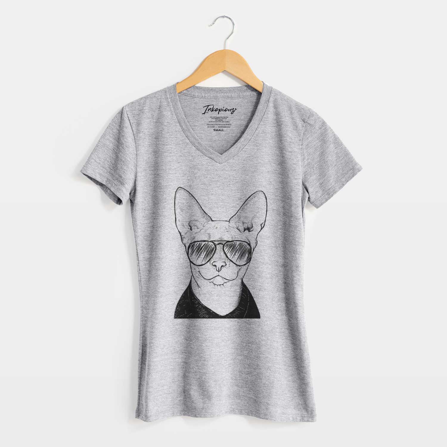 Aviator Oliver Watson the Sphynx Cat - Women's V-neck Shirt