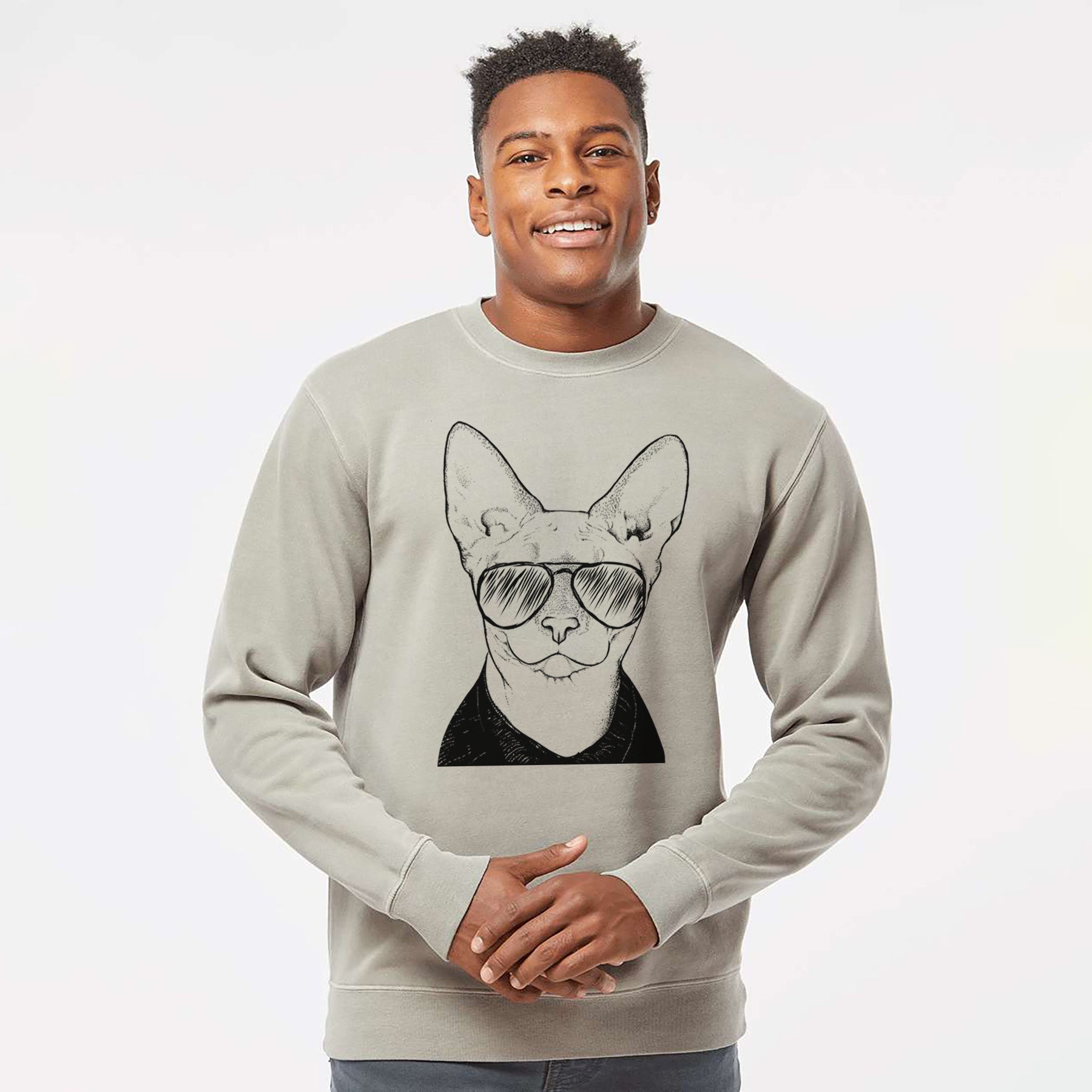 Aviator Oliver Watson the Sphynx Cat - Unisex Pigment Dyed Crew Sweatshirt