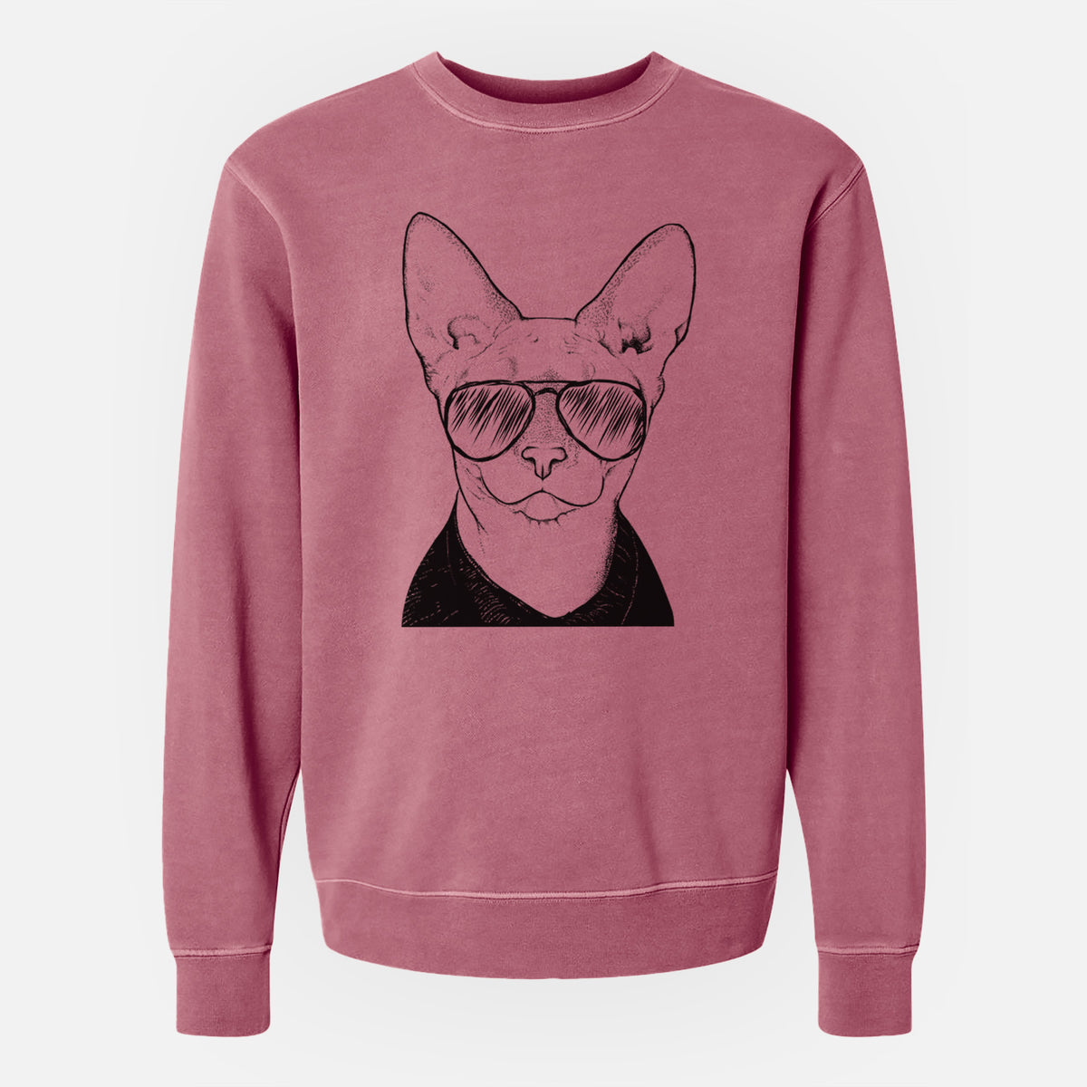 Aviator Oliver Watson the Sphynx Cat - Unisex Pigment Dyed Crew Sweatshirt