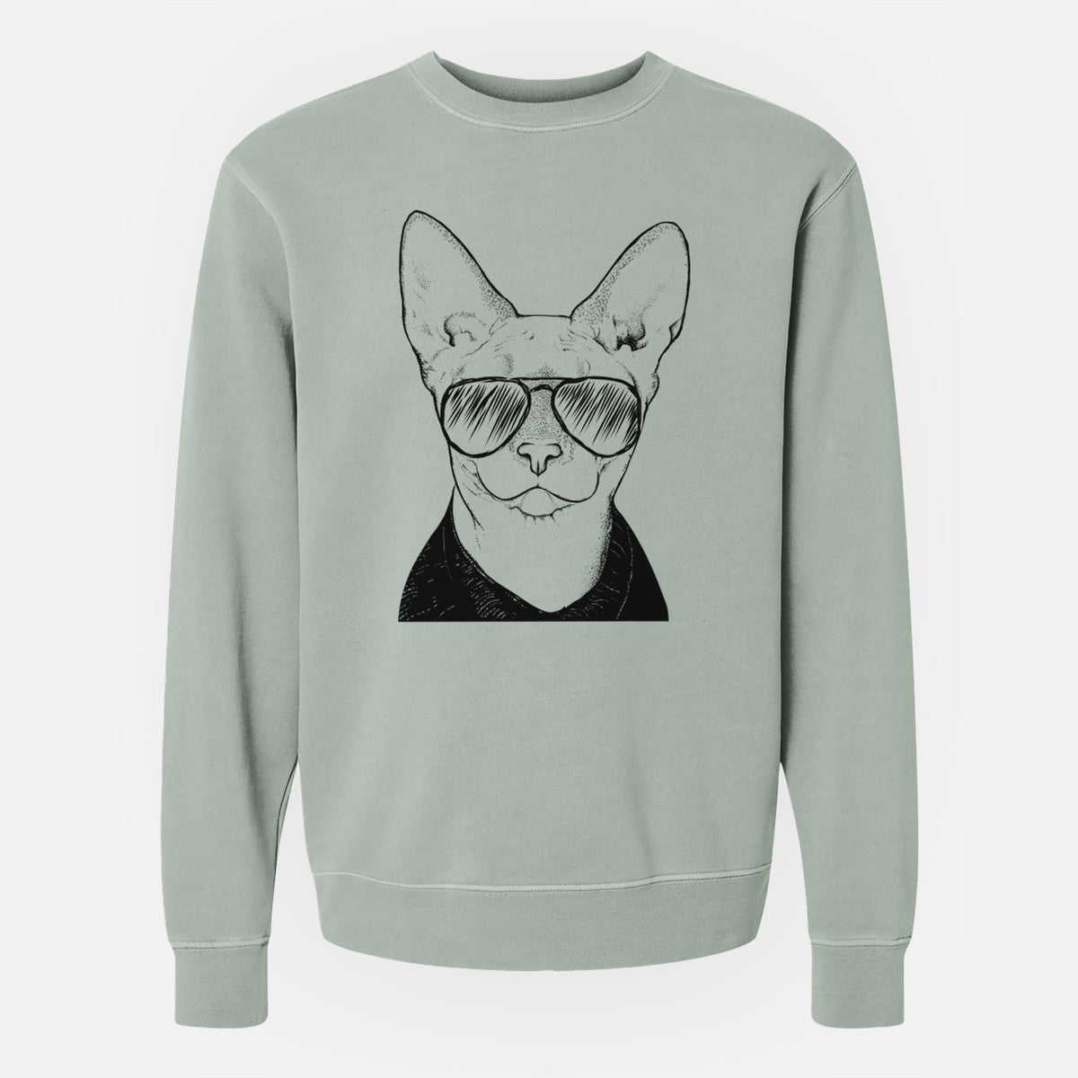 Aviator Oliver Watson the Sphynx Cat - Unisex Pigment Dyed Crew Sweatshirt