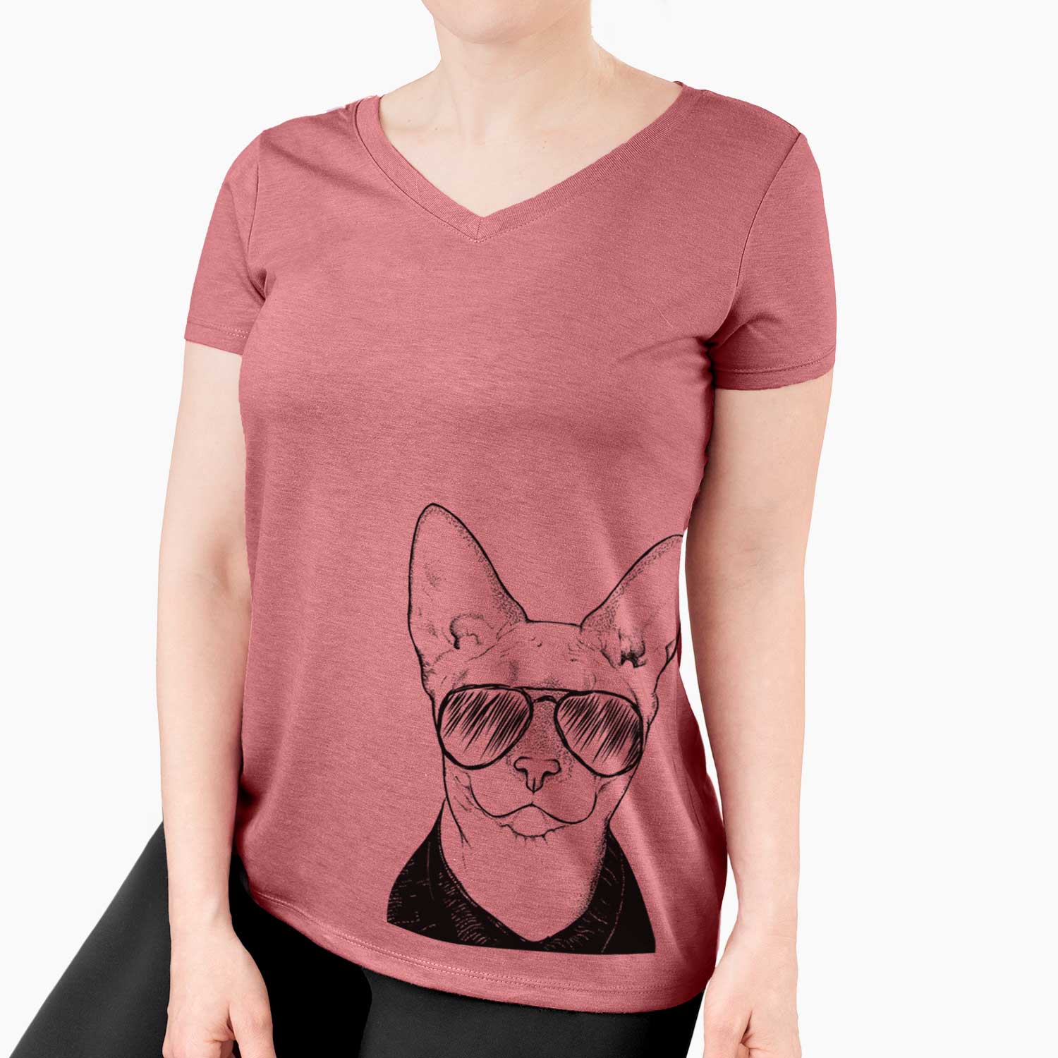 Aviator Oliver Watson the Sphynx Cat - Women's V-neck Shirt