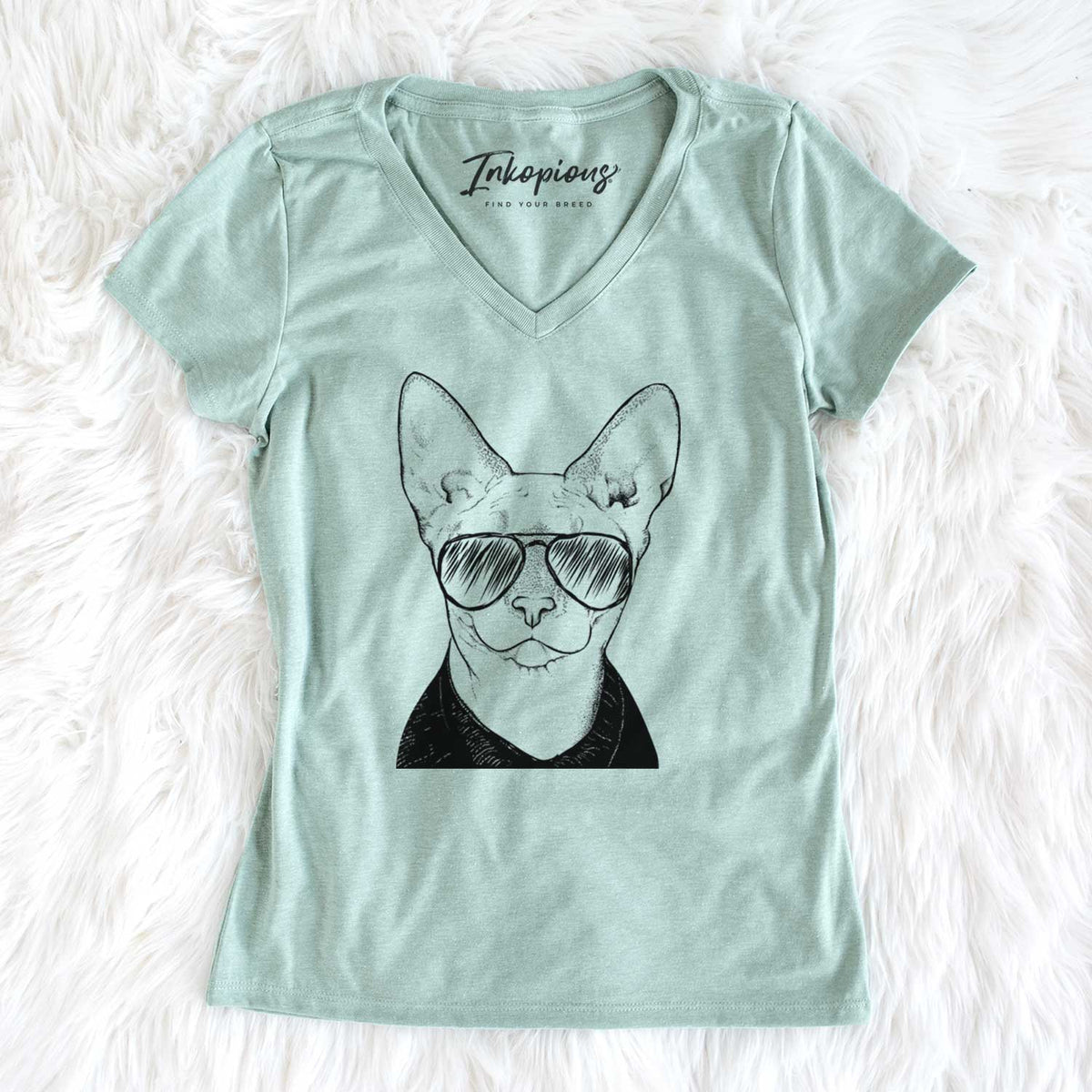 Aviator Oliver Watson the Sphynx Cat - Women's V-neck Shirt