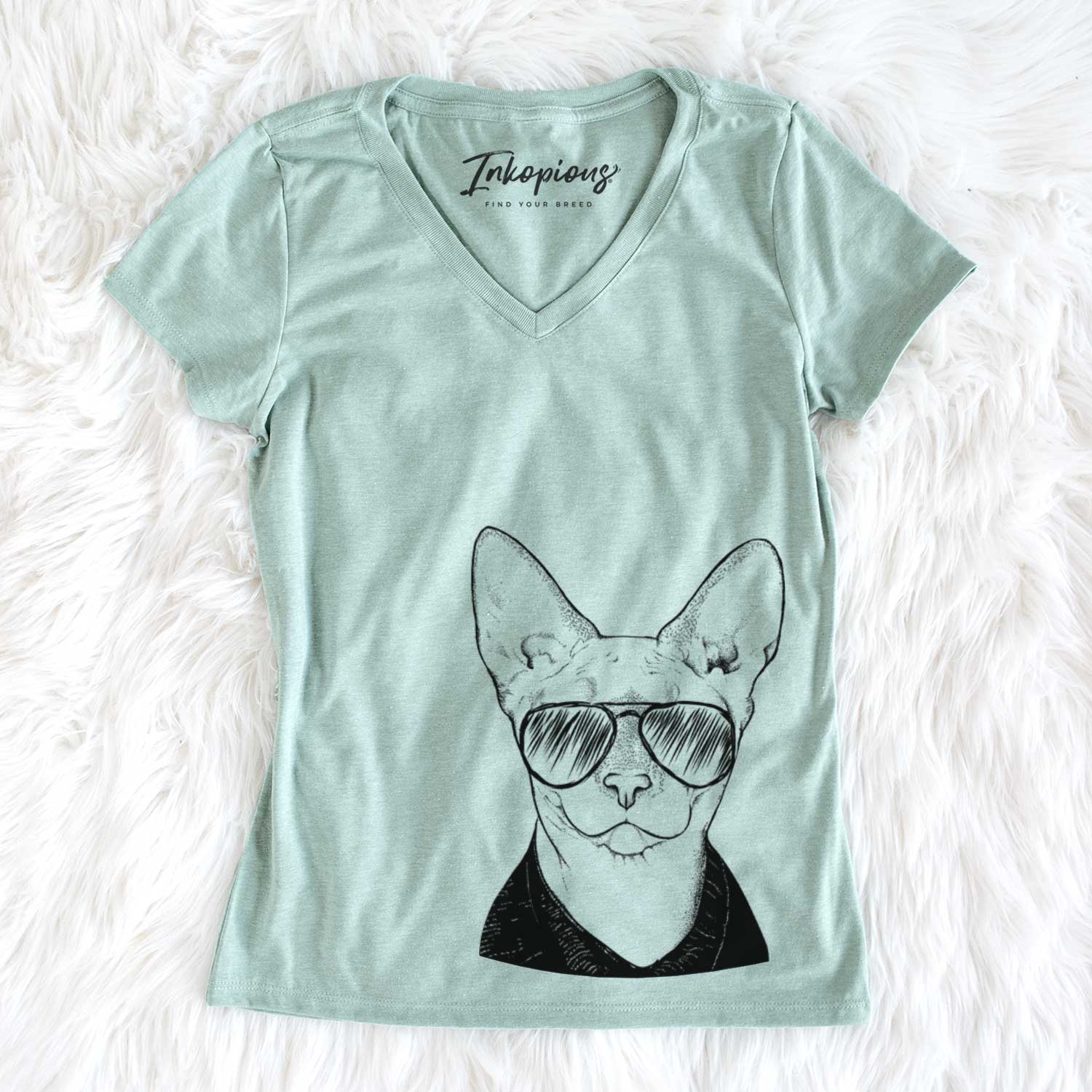 Aviator Oliver Watson the Sphynx Cat - Women's V-neck Shirt