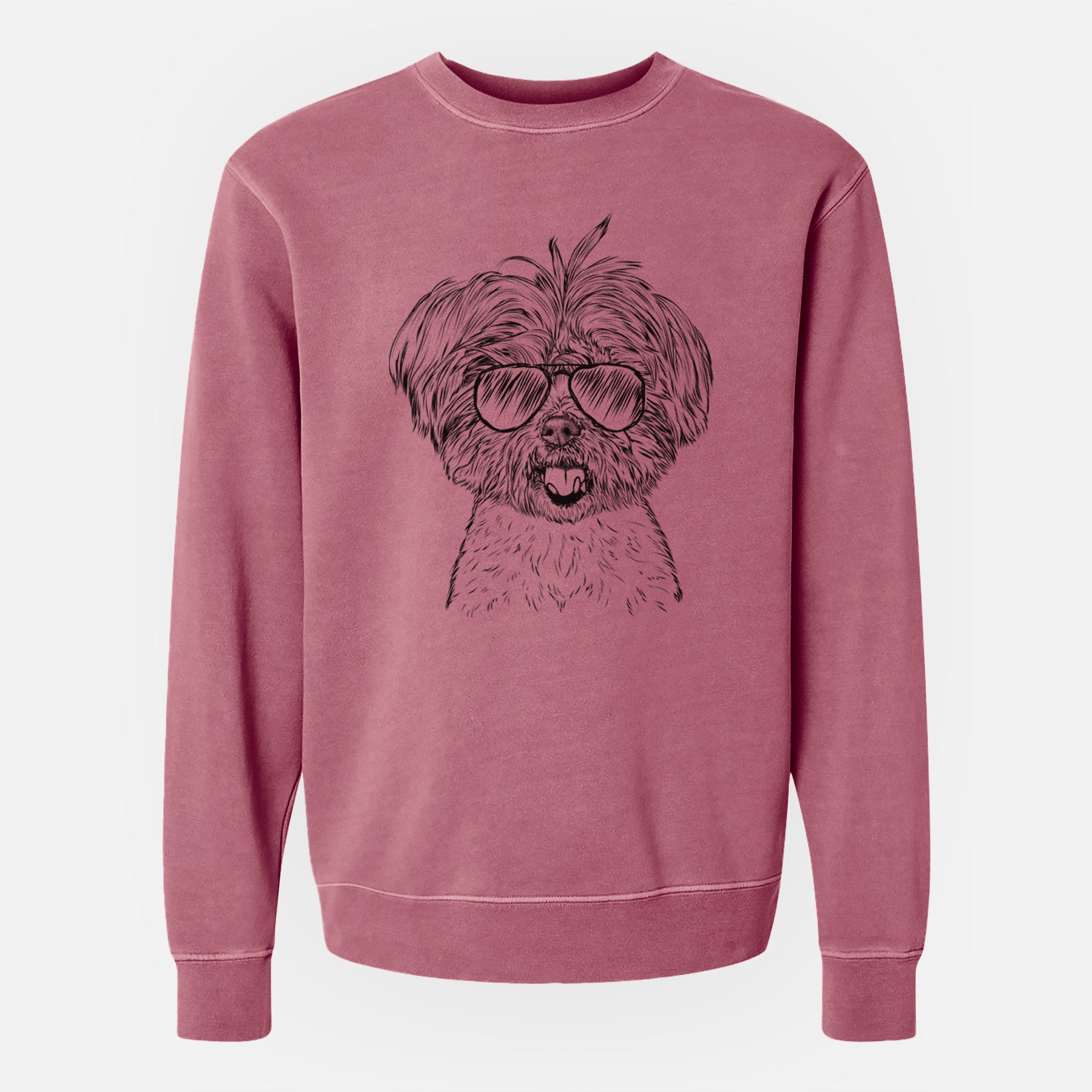 Aviator Oliver the Yorkie Mix - Unisex Pigment Dyed Crew Sweatshirt