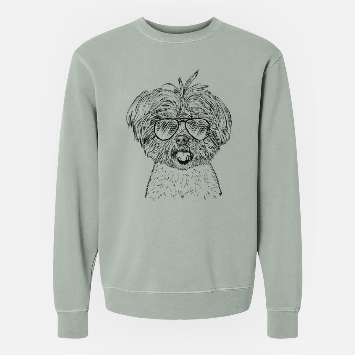 Aviator Oliver the Yorkie Mix - Unisex Pigment Dyed Crew Sweatshirt