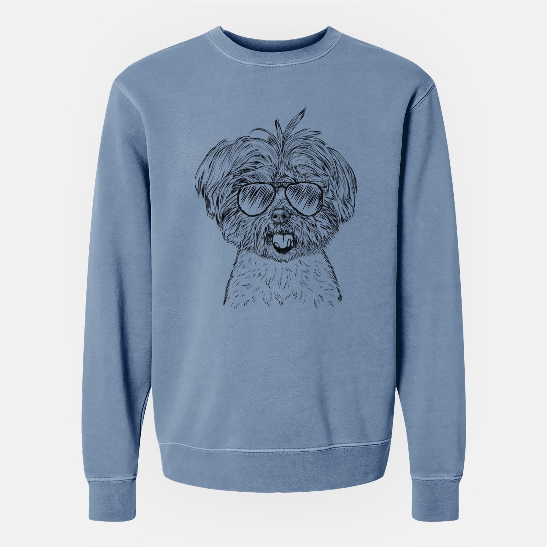 Aviator Oliver the Yorkie Mix - Unisex Pigment Dyed Crew Sweatshirt