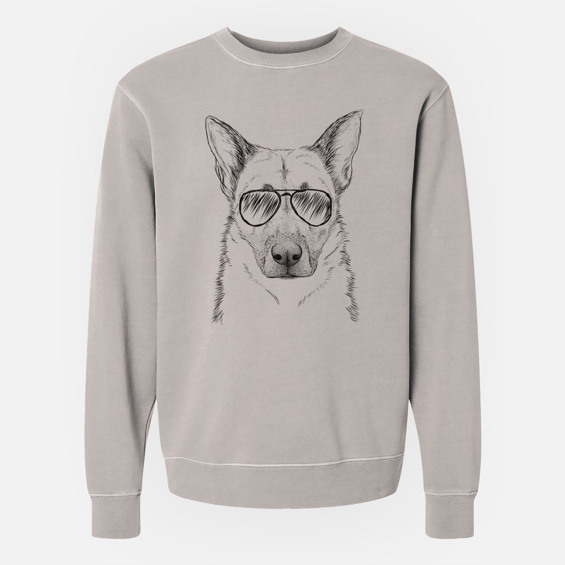 Aviator Oliverno the German Shepherd - Unisex Pigment Dyed Crew Sweatshirt