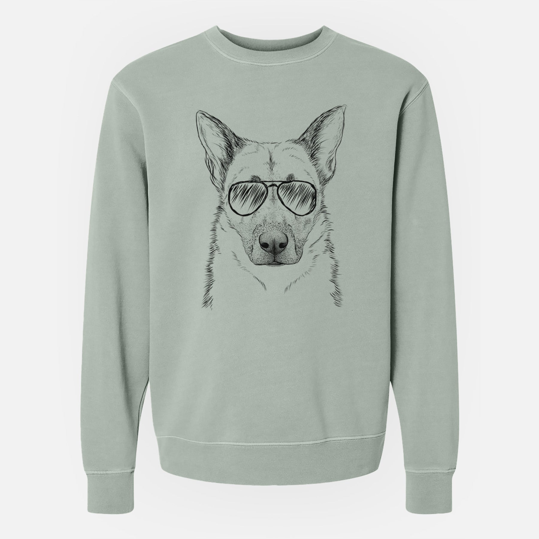 Aviator Oliverno the German Shepherd - Unisex Pigment Dyed Crew Sweatshirt