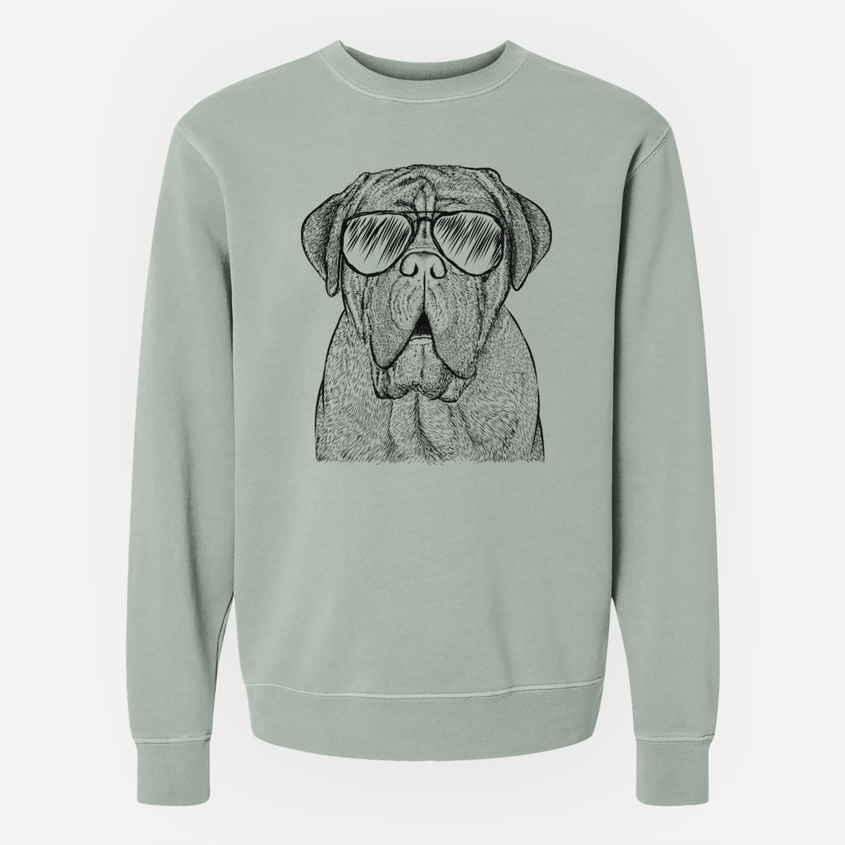 Aviator Optimus the Dogue de Bordeaux - Unisex Pigment Dyed Crew Sweatshirt