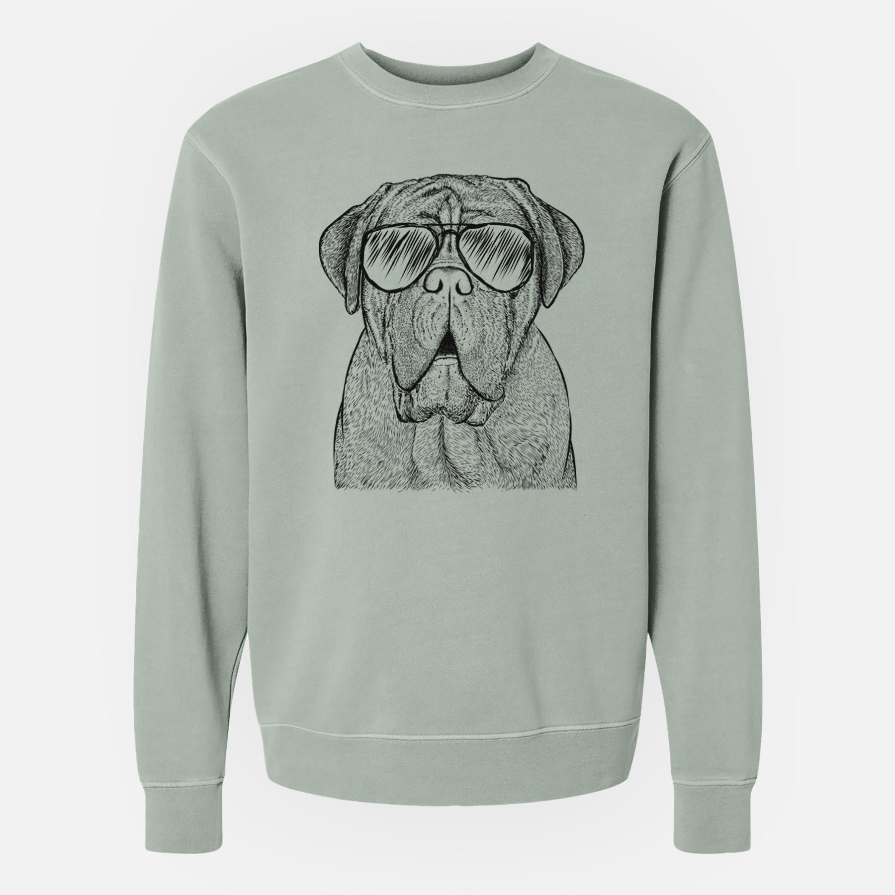 Aviator Optimus the Dogue de Bordeaux - Unisex Pigment Dyed Crew Sweatshirt