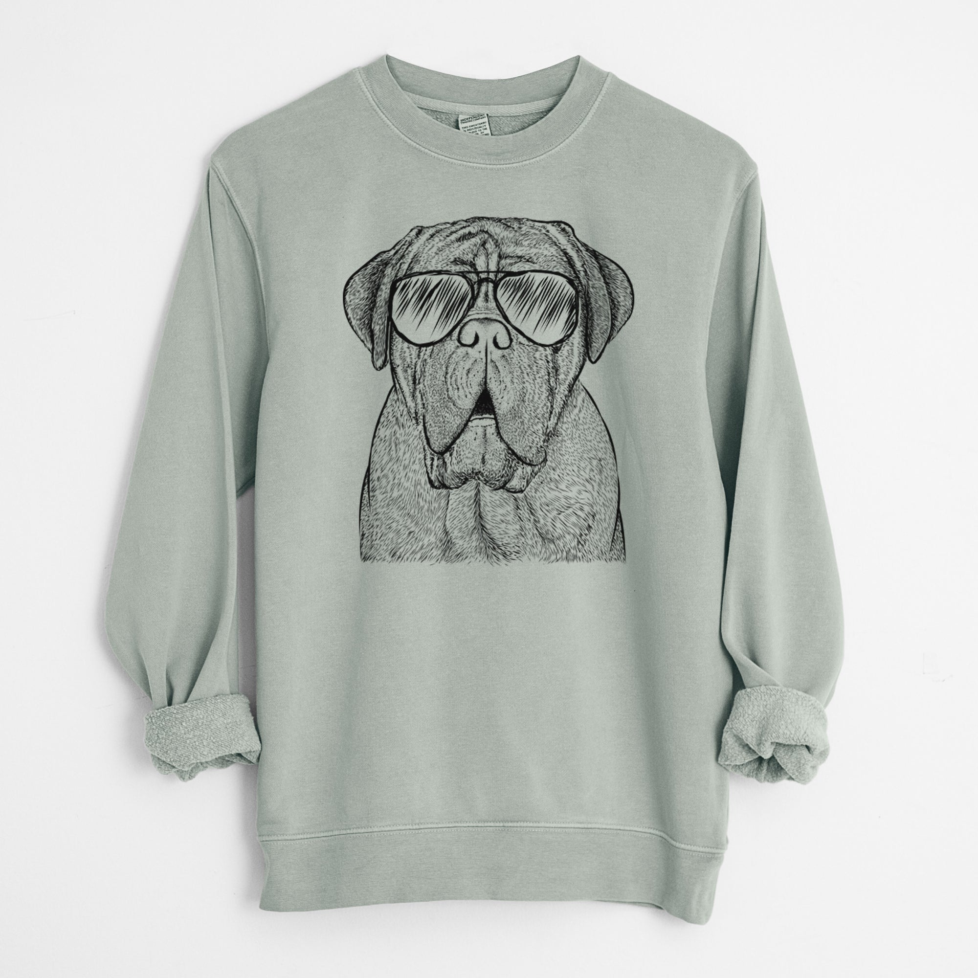 Aviator Optimus the Dogue de Bordeaux - Unisex Pigment Dyed Crew Sweatshirt