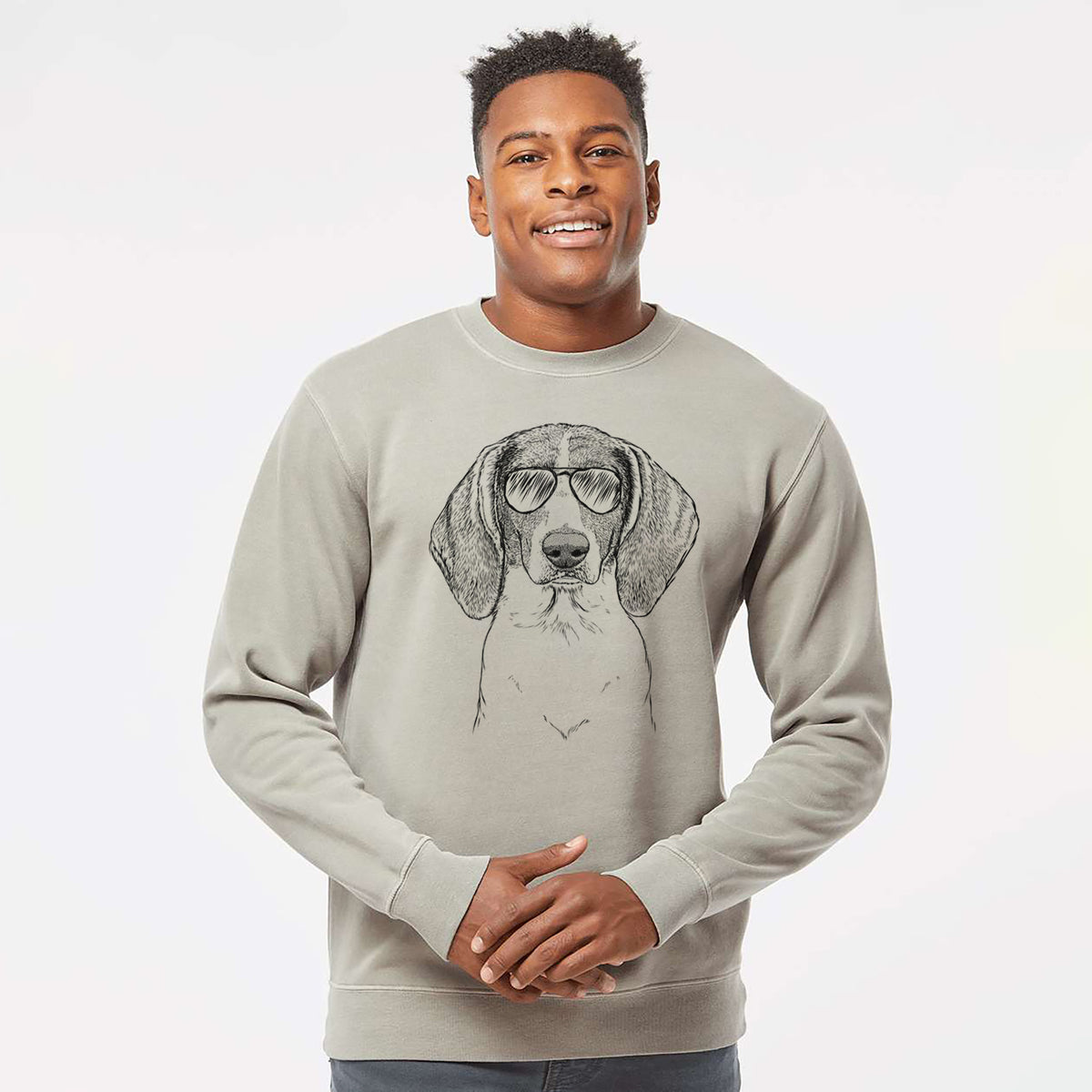 Aviator Orin the Treeing Walker Coonhound - Unisex Pigment Dyed Crew Sweatshirt