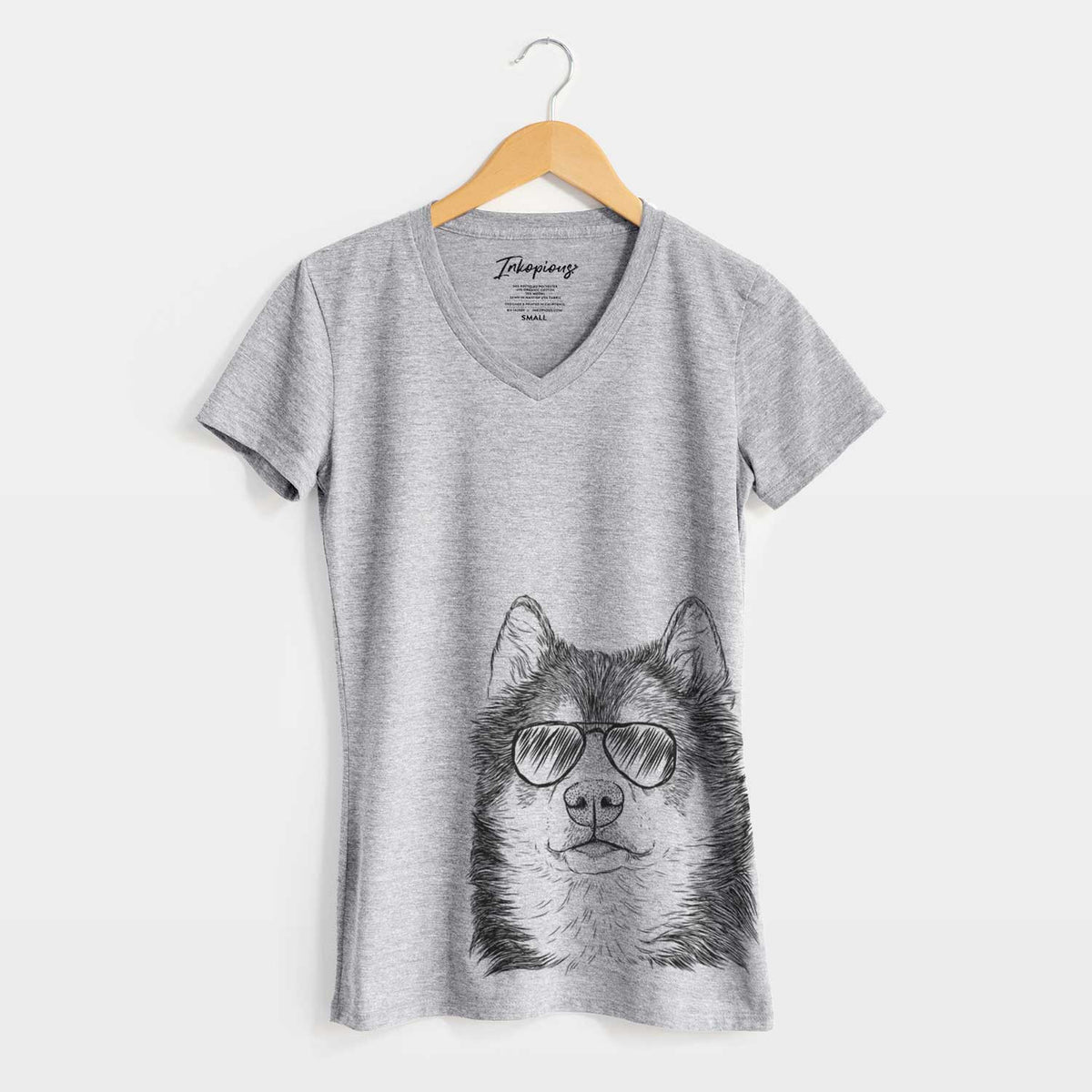 Aviator Oskar the Canadian Eskimo Dog - Women&#39;s V-neck Shirt