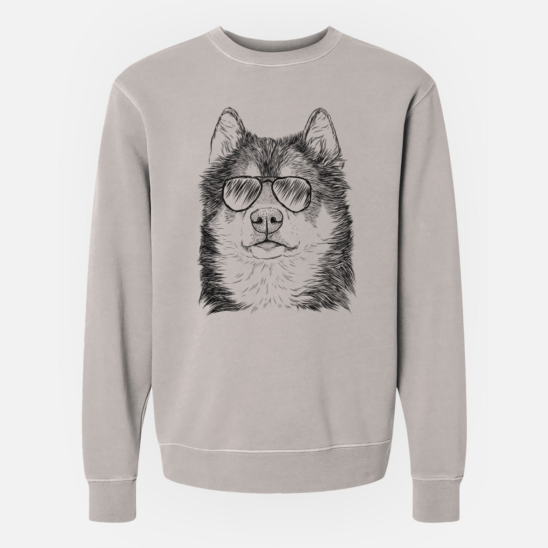 Aviator Oskar the Canadian Eskimo Dog - Unisex Pigment Dyed Crew Sweatshirt