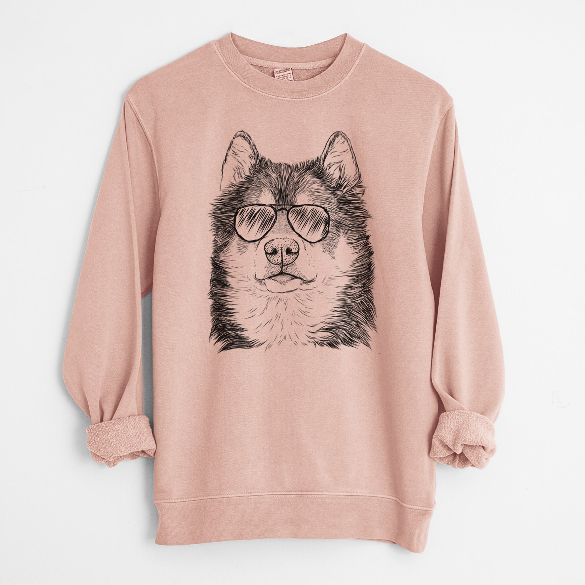 Aviator Oskar the Canadian Eskimo Dog - Unisex Pigment Dyed Crew Sweatshirt