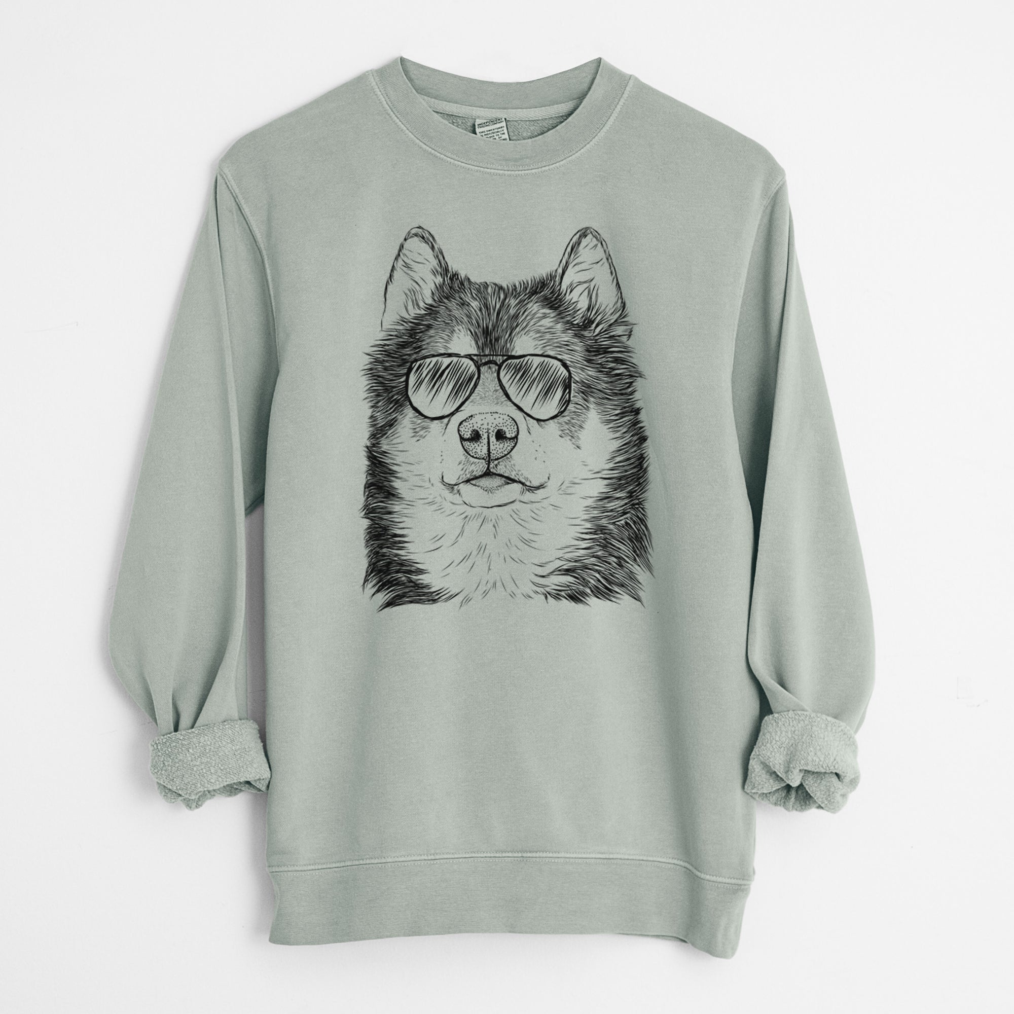 Aviator Oskar the Canadian Eskimo Dog - Unisex Pigment Dyed Crew Sweatshirt