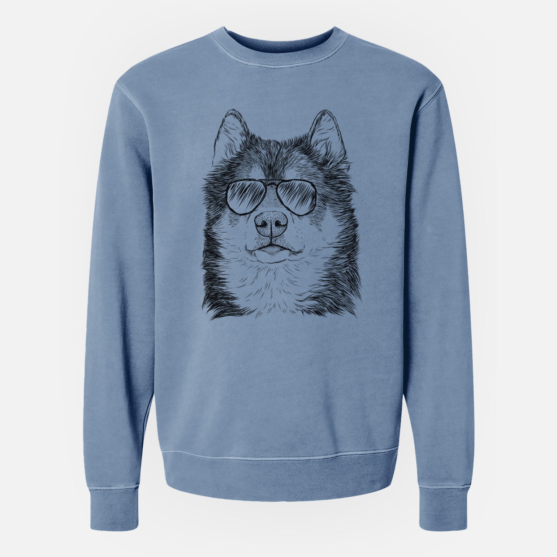 Aviator Oskar the Canadian Eskimo Dog - Unisex Pigment Dyed Crew Sweatshirt