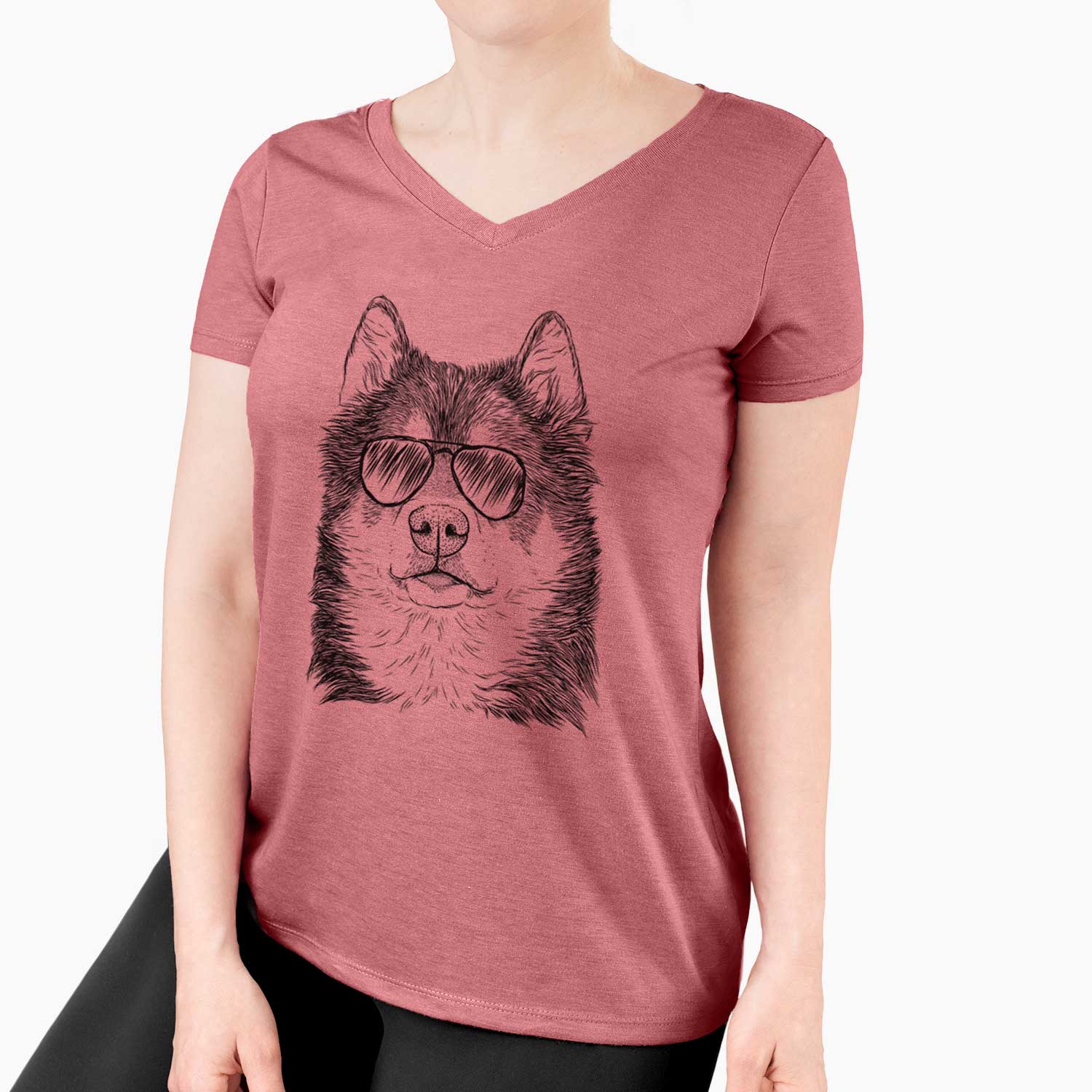 Aviator Oskar the Canadian Eskimo Dog - Women's V-neck Shirt