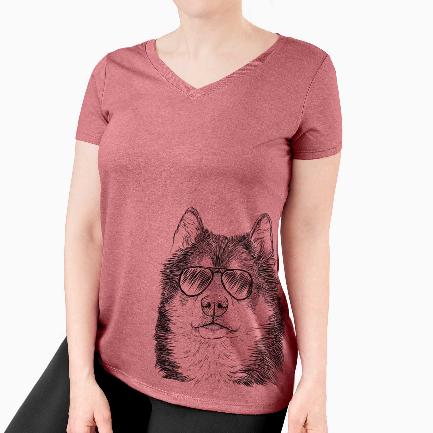 Aviator Oskar the Canadian Eskimo Dog - Women's V-neck Shirt