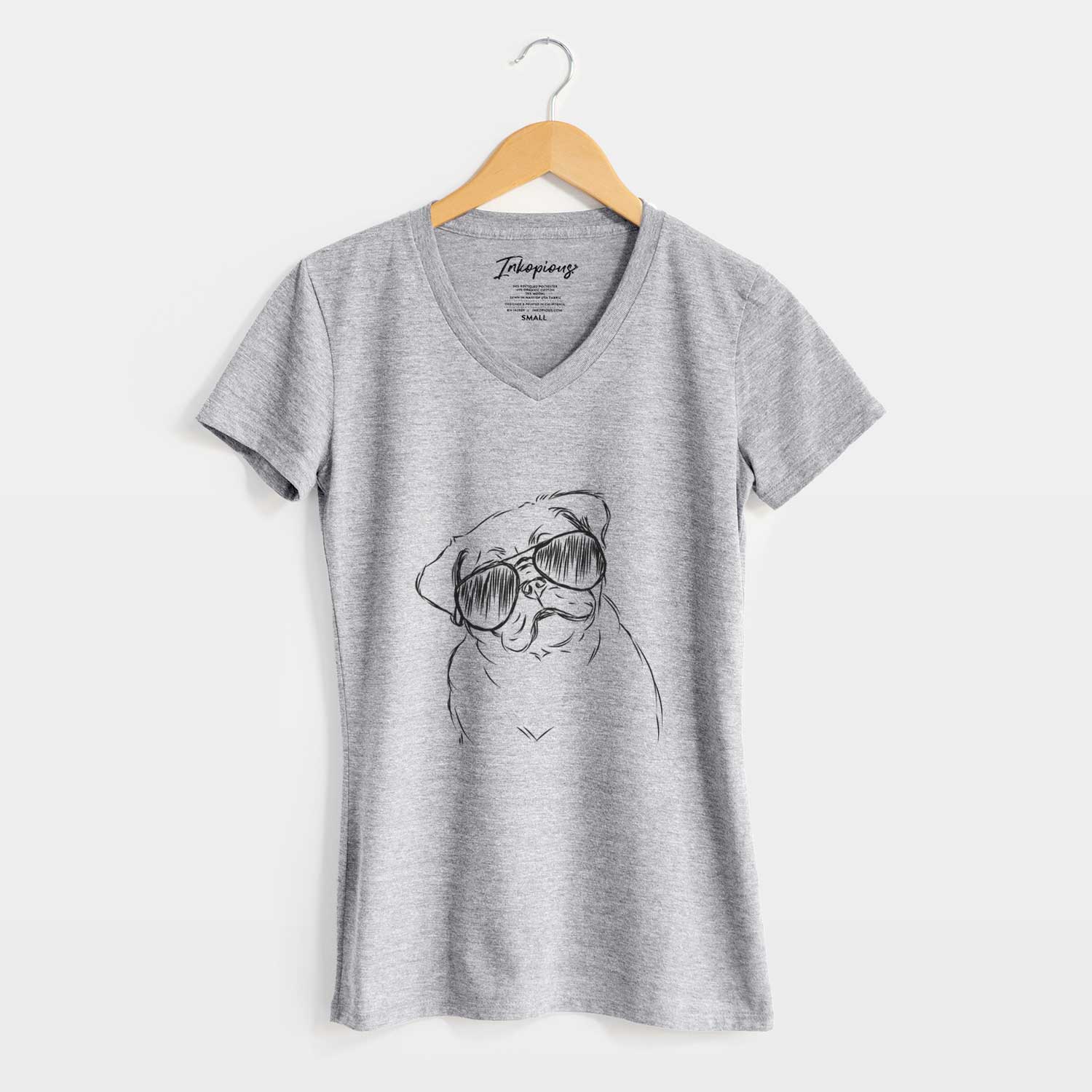 Aviator Otis the Pug - Women's V-neck Shirt