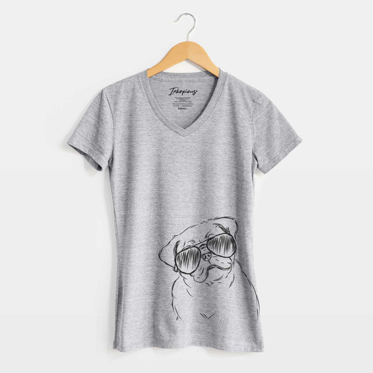 Aviator Otis the Pug - Women&#39;s V-neck Shirt