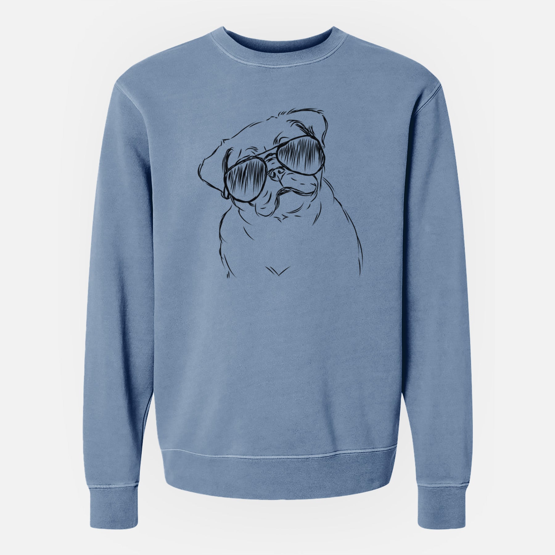 Aviator Otis the Pug - Unisex Pigment Dyed Crew Sweatshirt