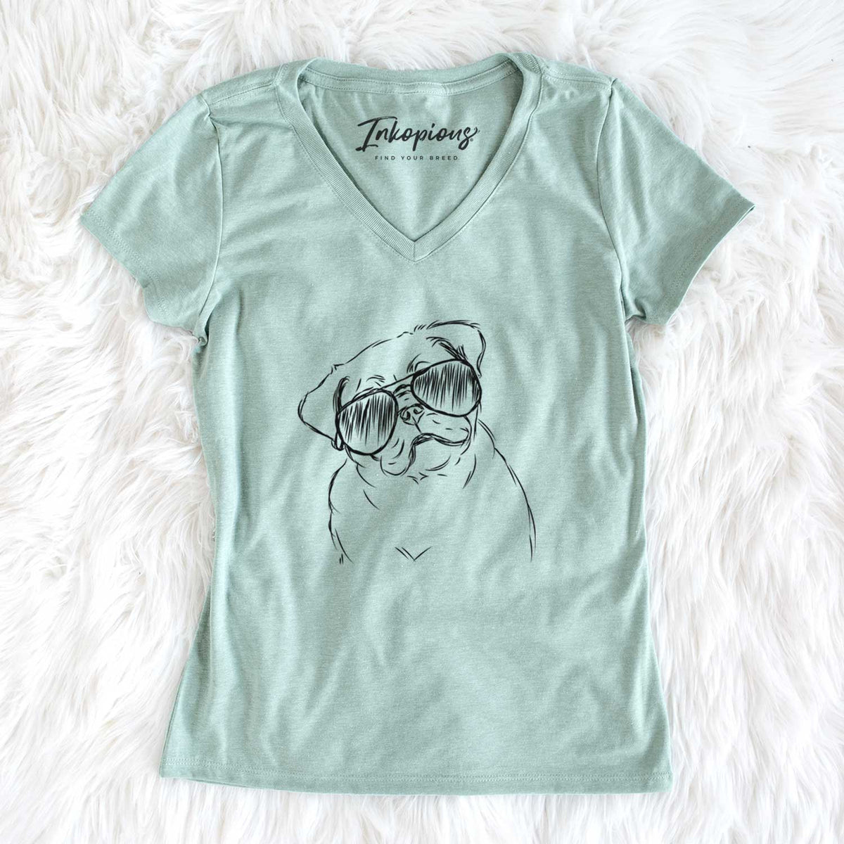 Aviator Otis the Pug - Women's V-neck Shirt